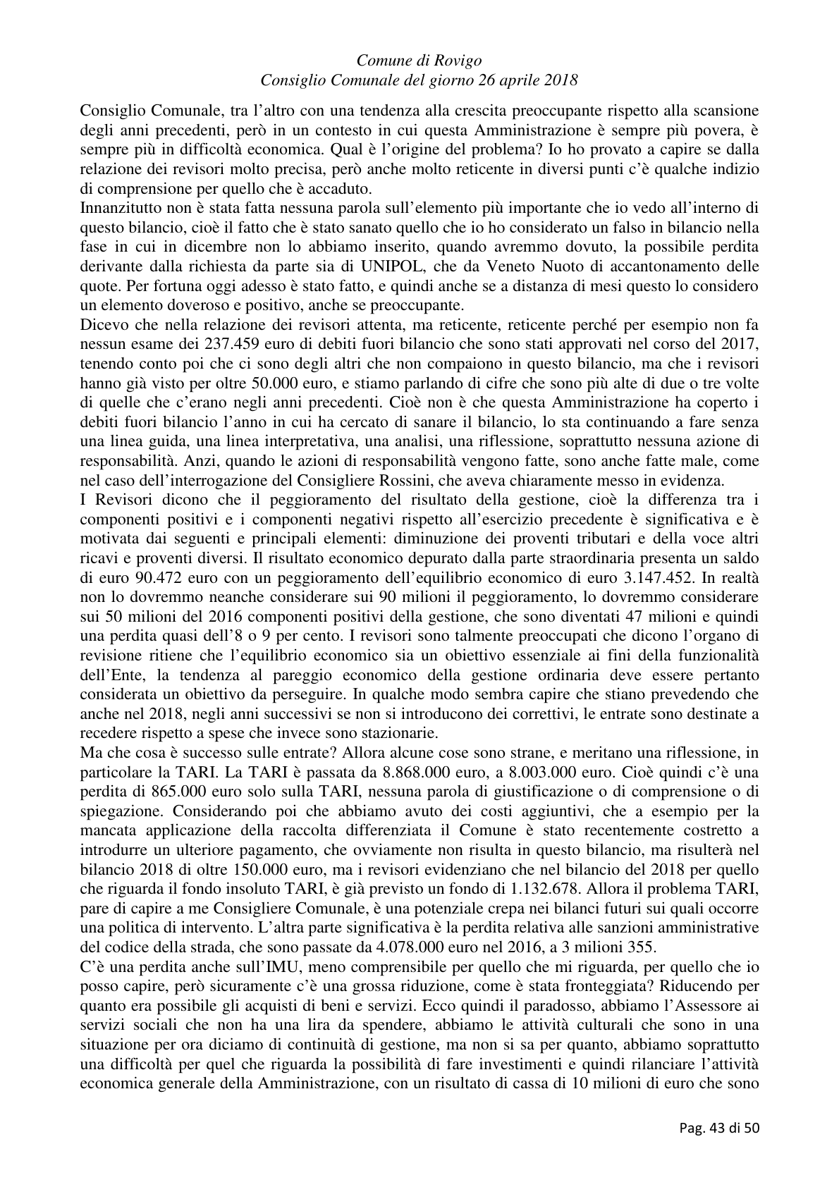 Pagina 43 del verbale