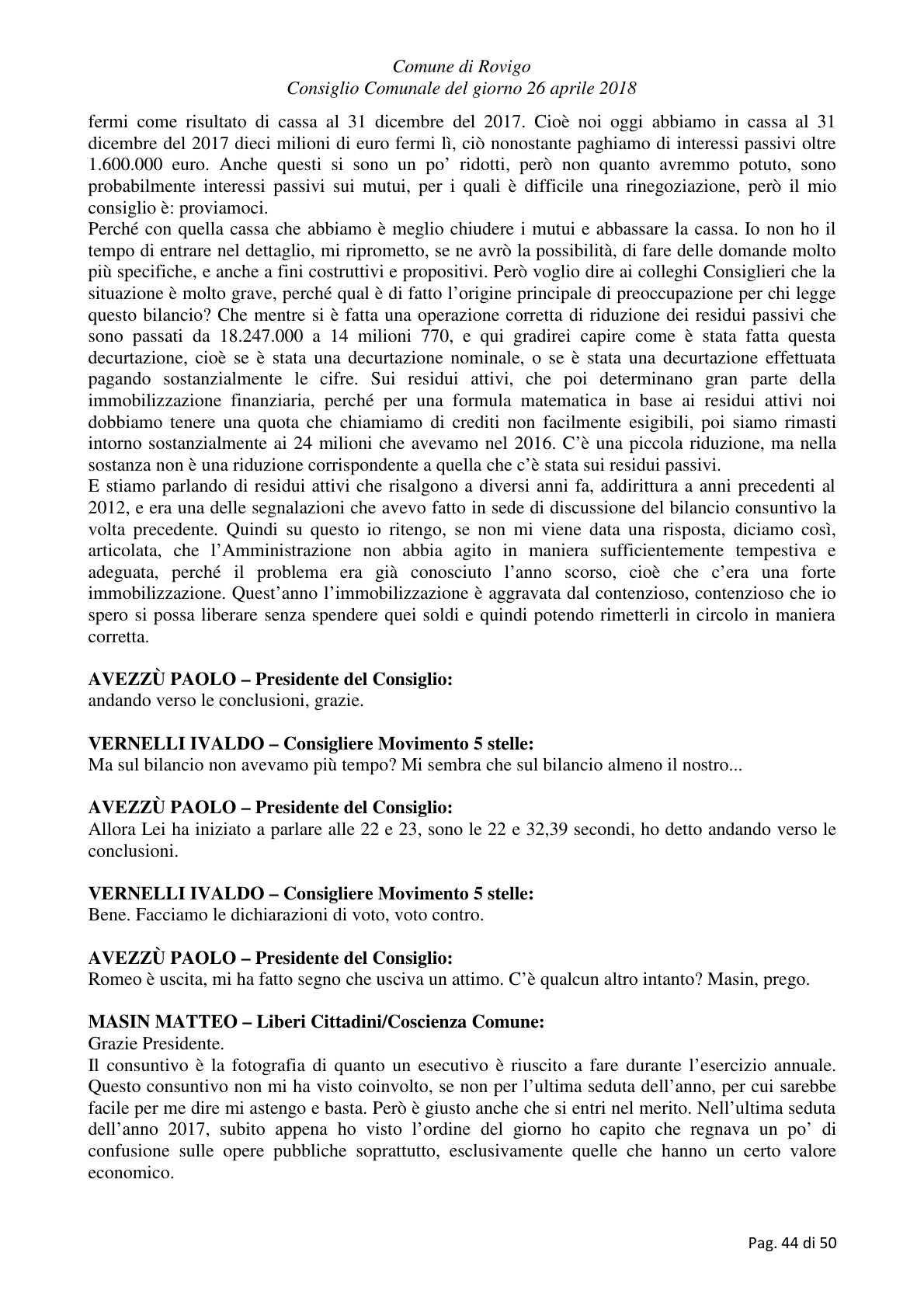 Pagina 44 del verbale