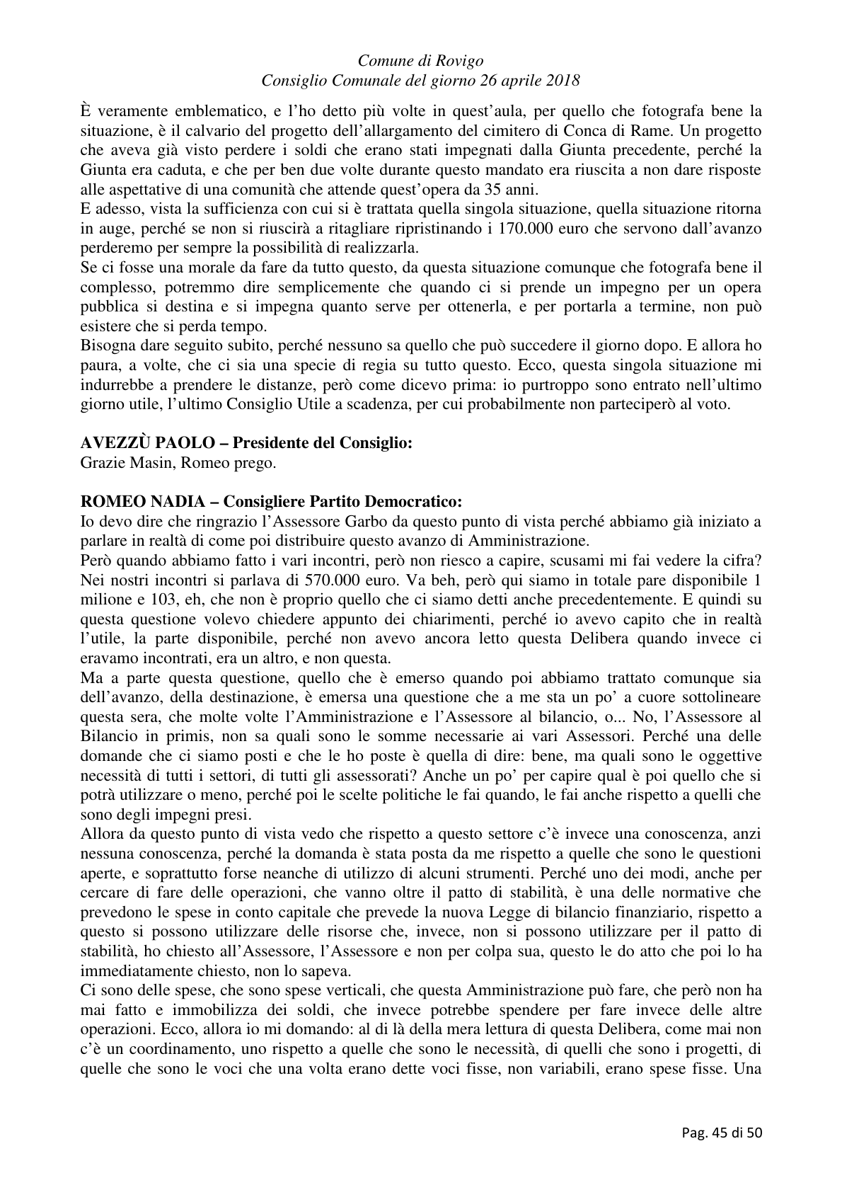 Pagina 45 del verbale