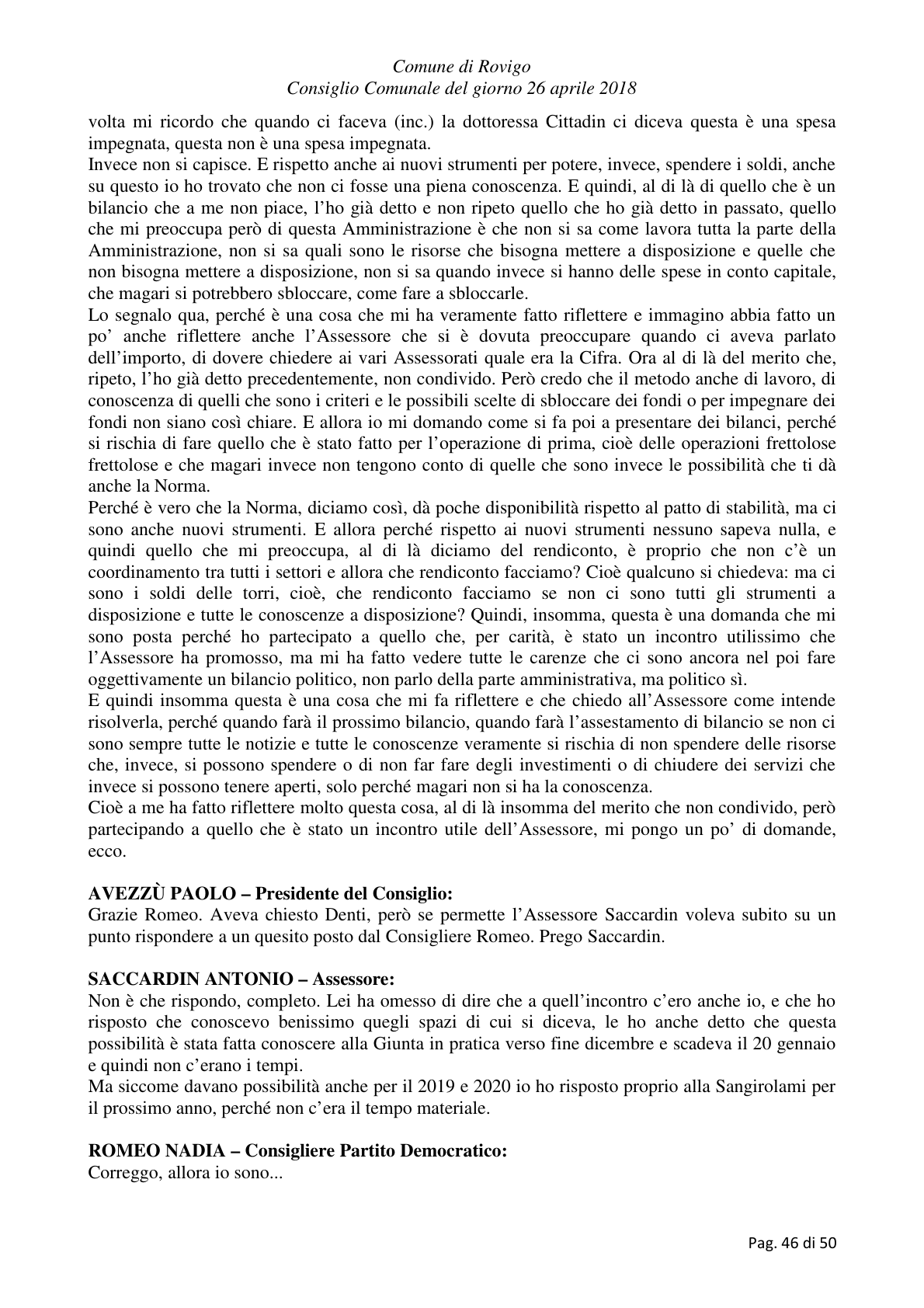 Pagina 46 del verbale