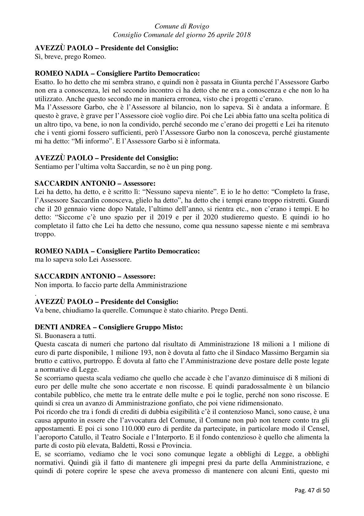 Pagina 47 del verbale
