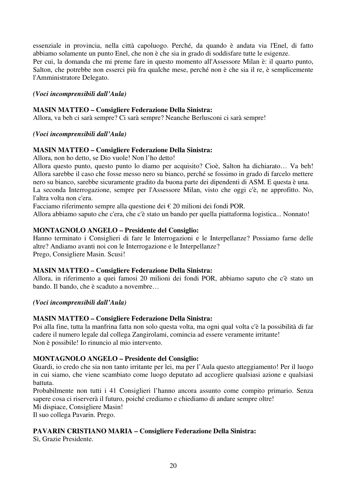 Pagina 20 del verbale
