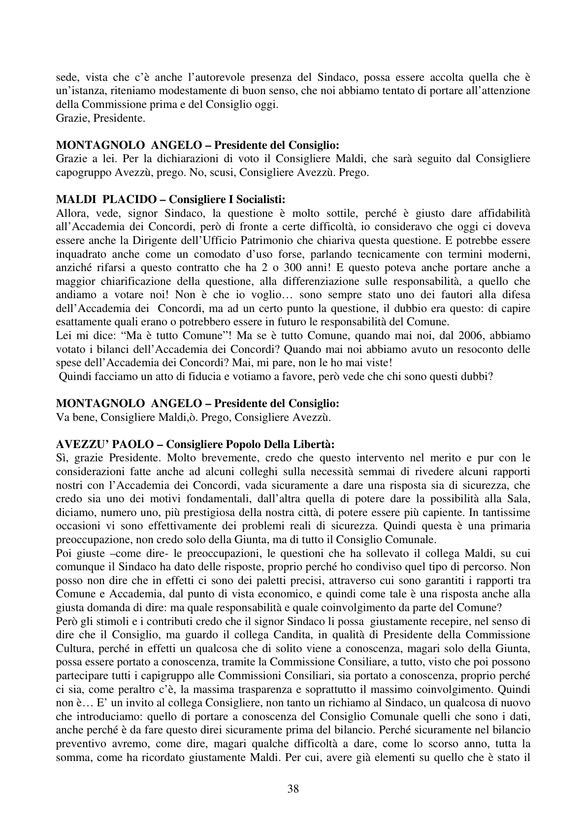 Pagina 38 del verbale