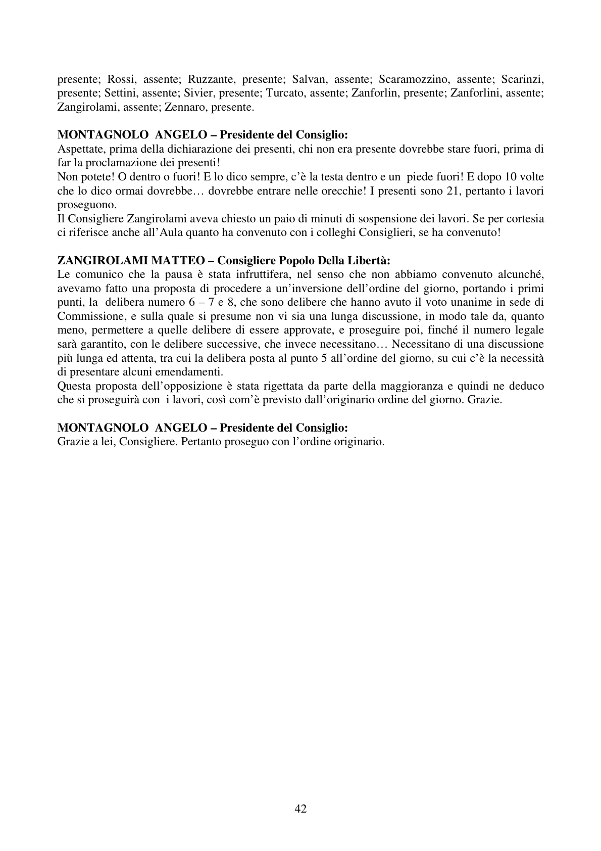 Pagina 42 del verbale