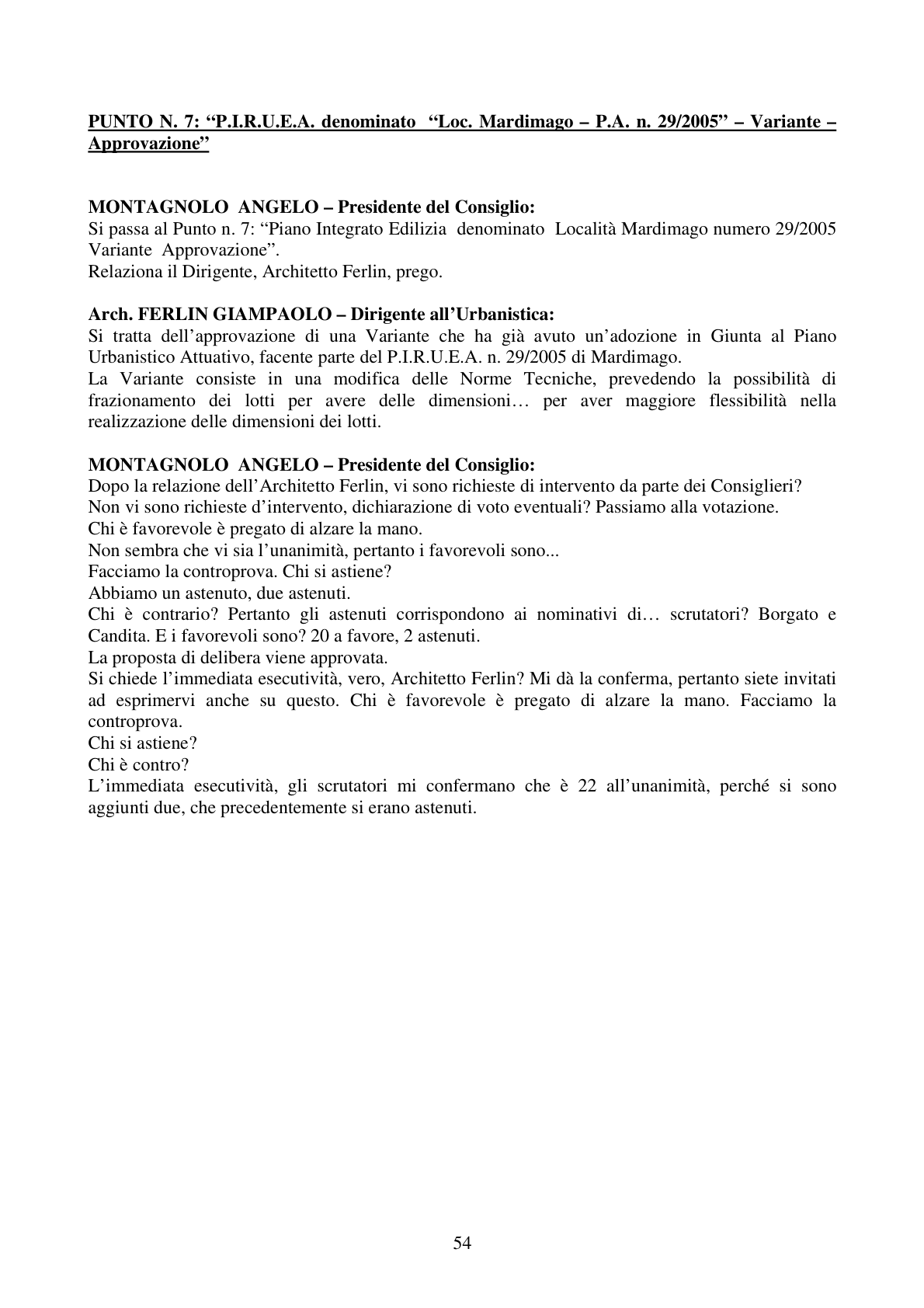 Pagina 54 del verbale
