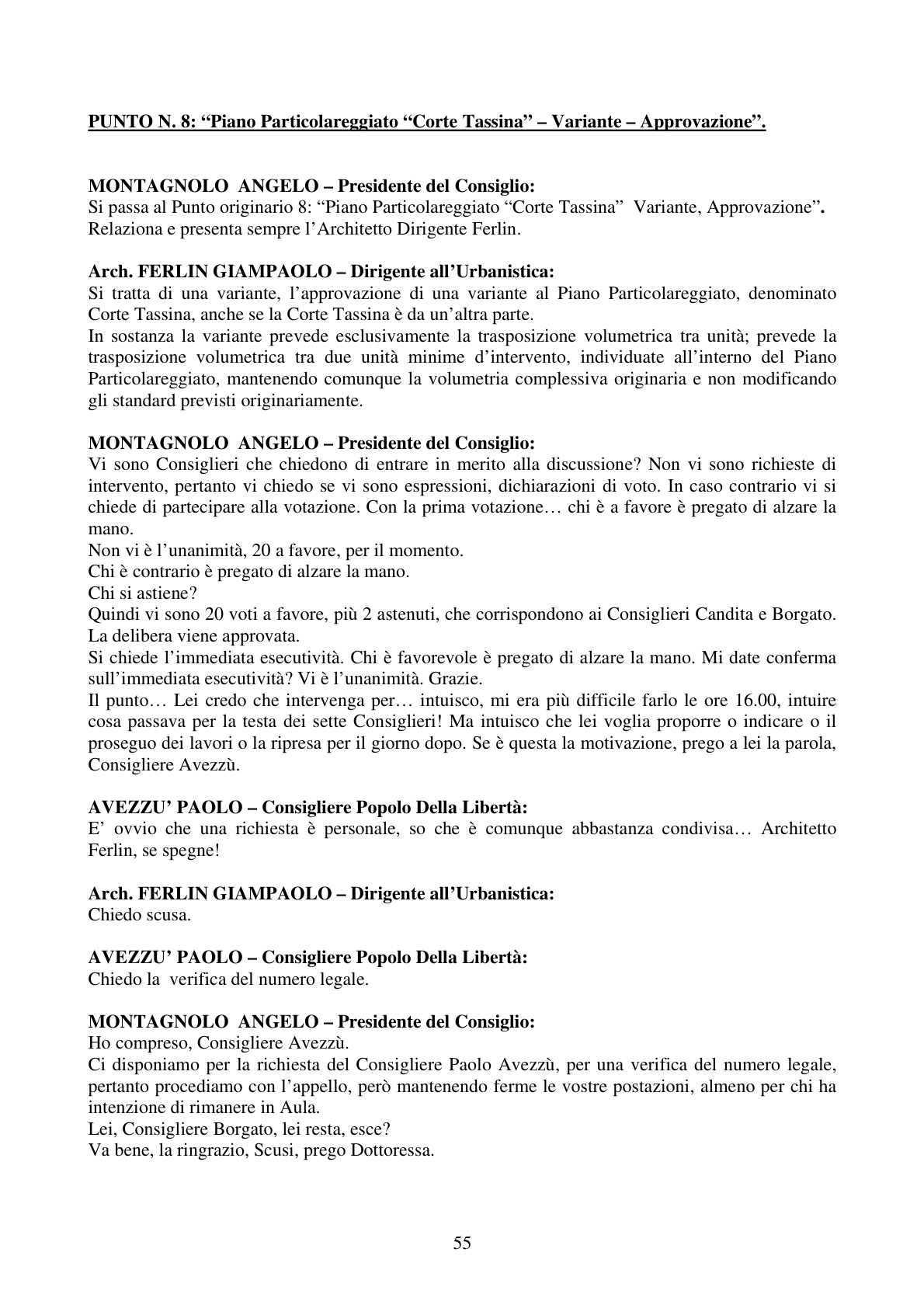Pagina 55 del verbale