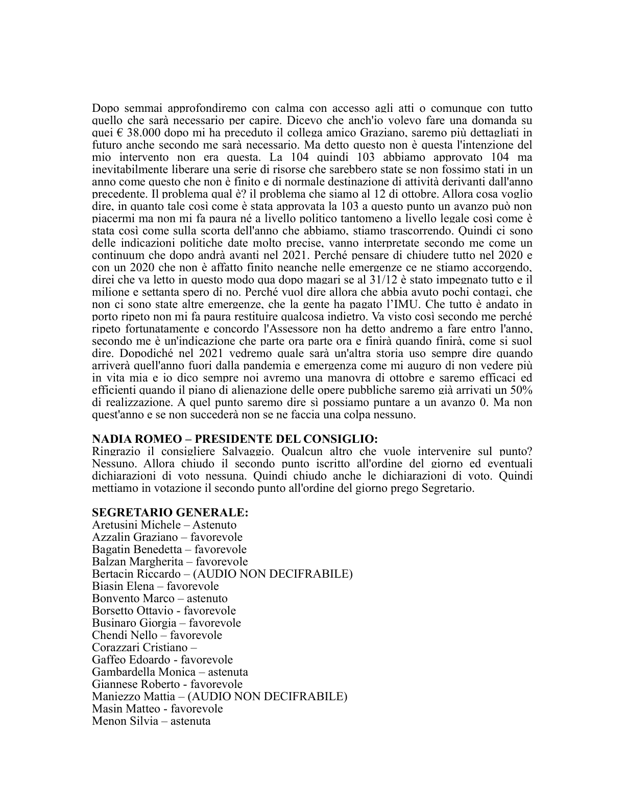 Pagina 10 del verbale