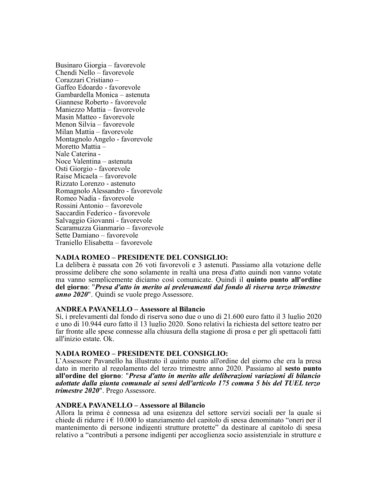 Pagina 20 del verbale