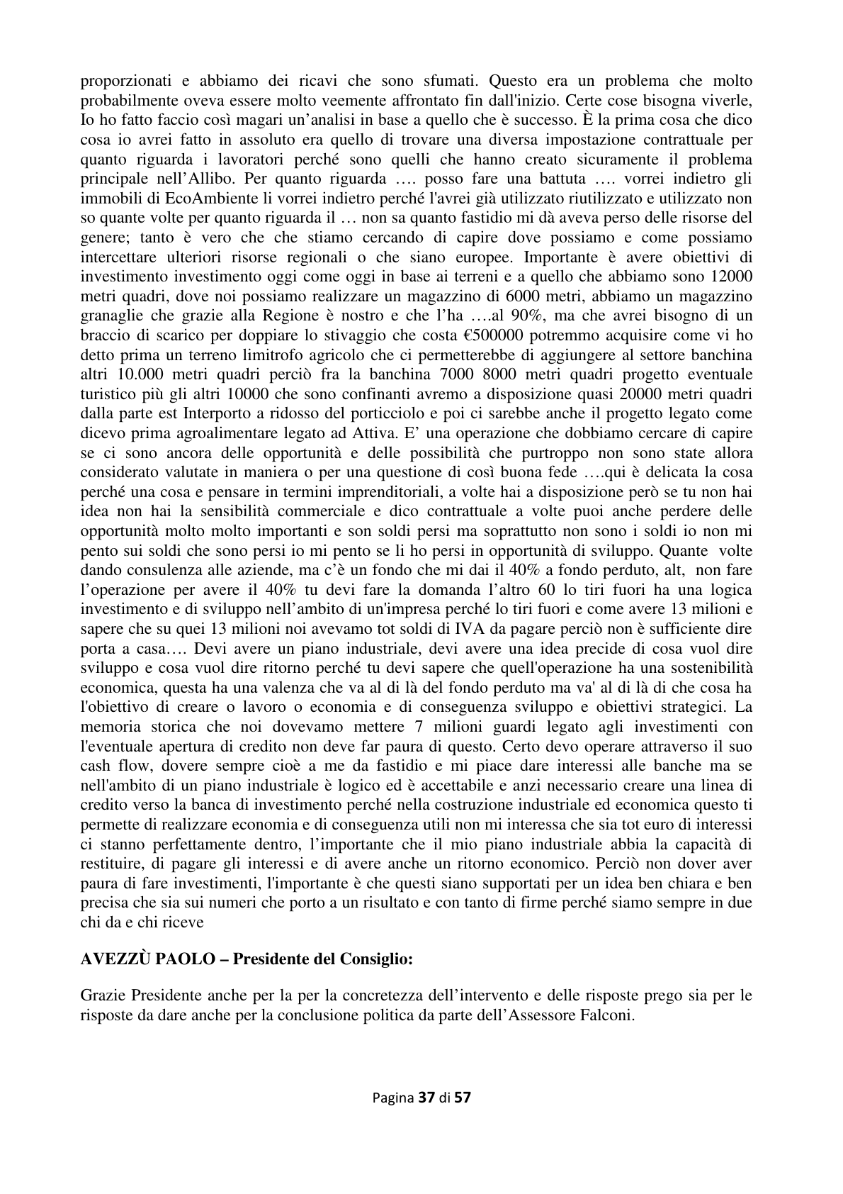 Pagina 38 del verbale