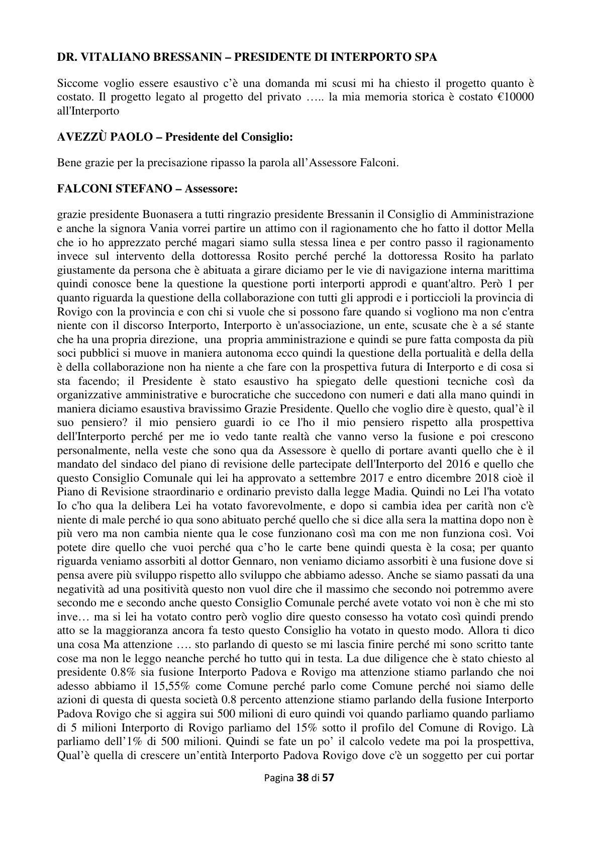 Pagina 39 del verbale