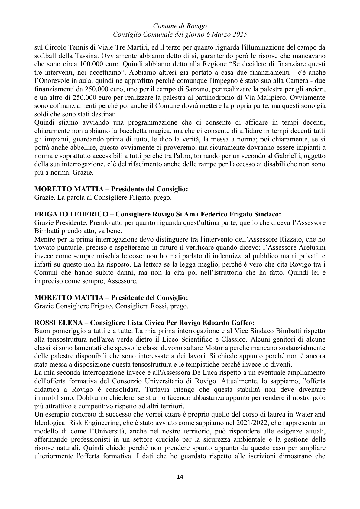 Pagina 14 del verbale