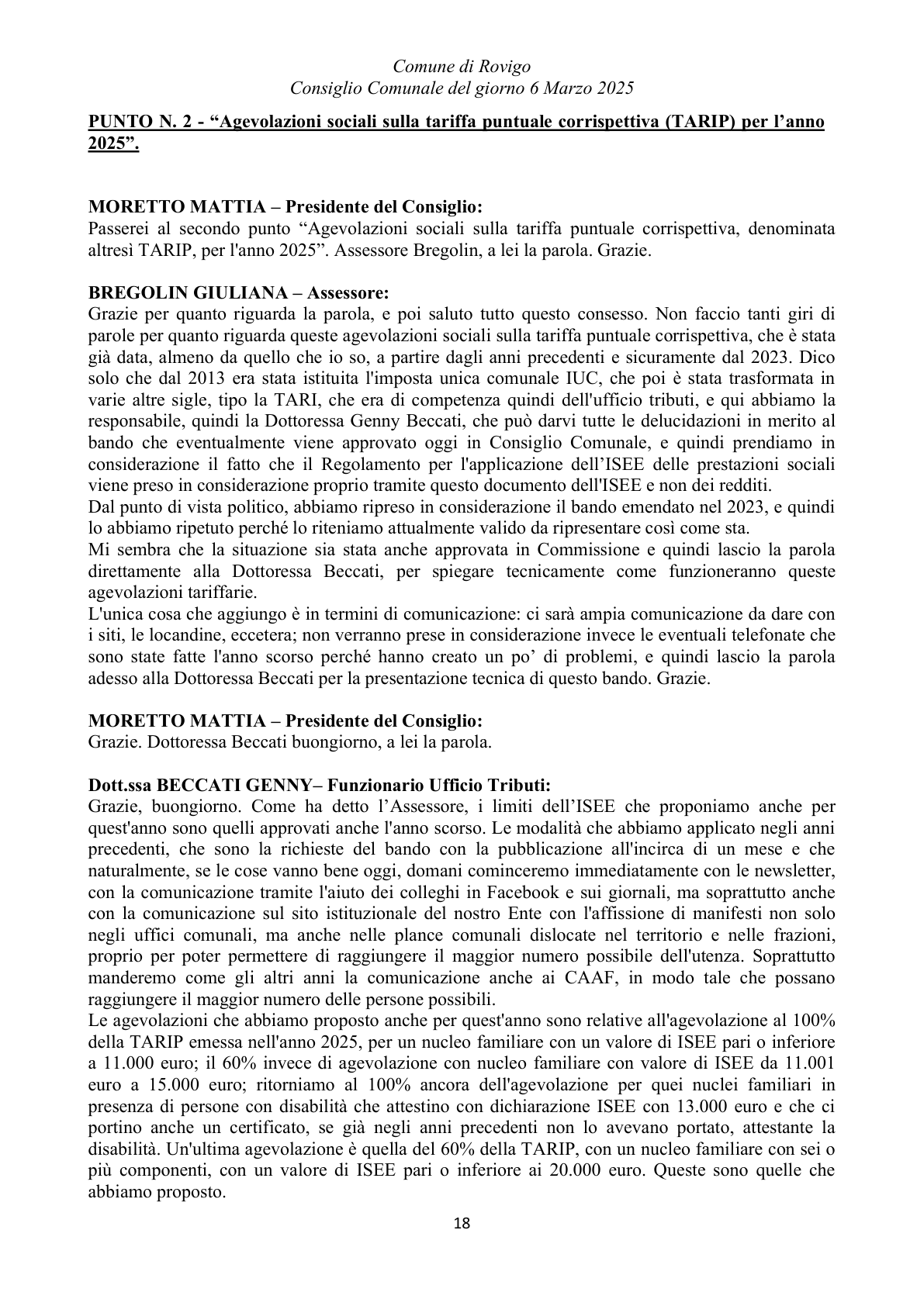 Pagina 18 del verbale