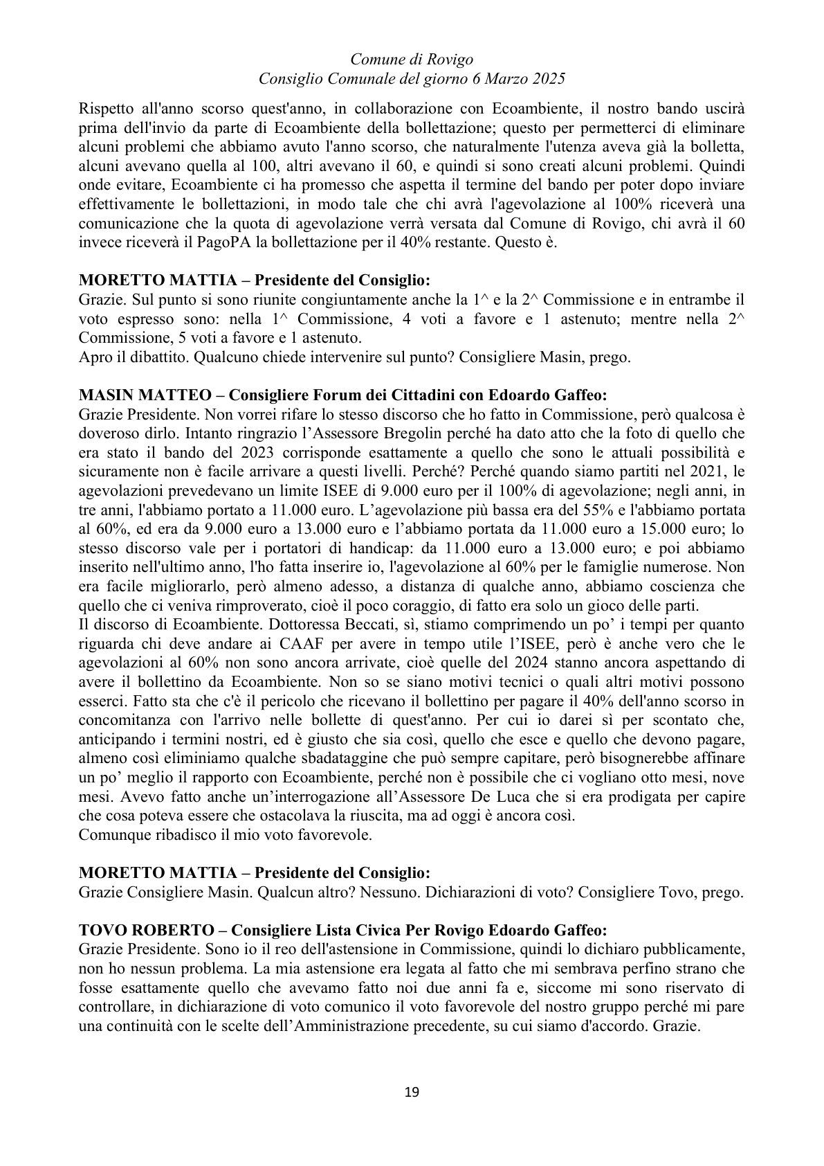 Pagina 19 del verbale