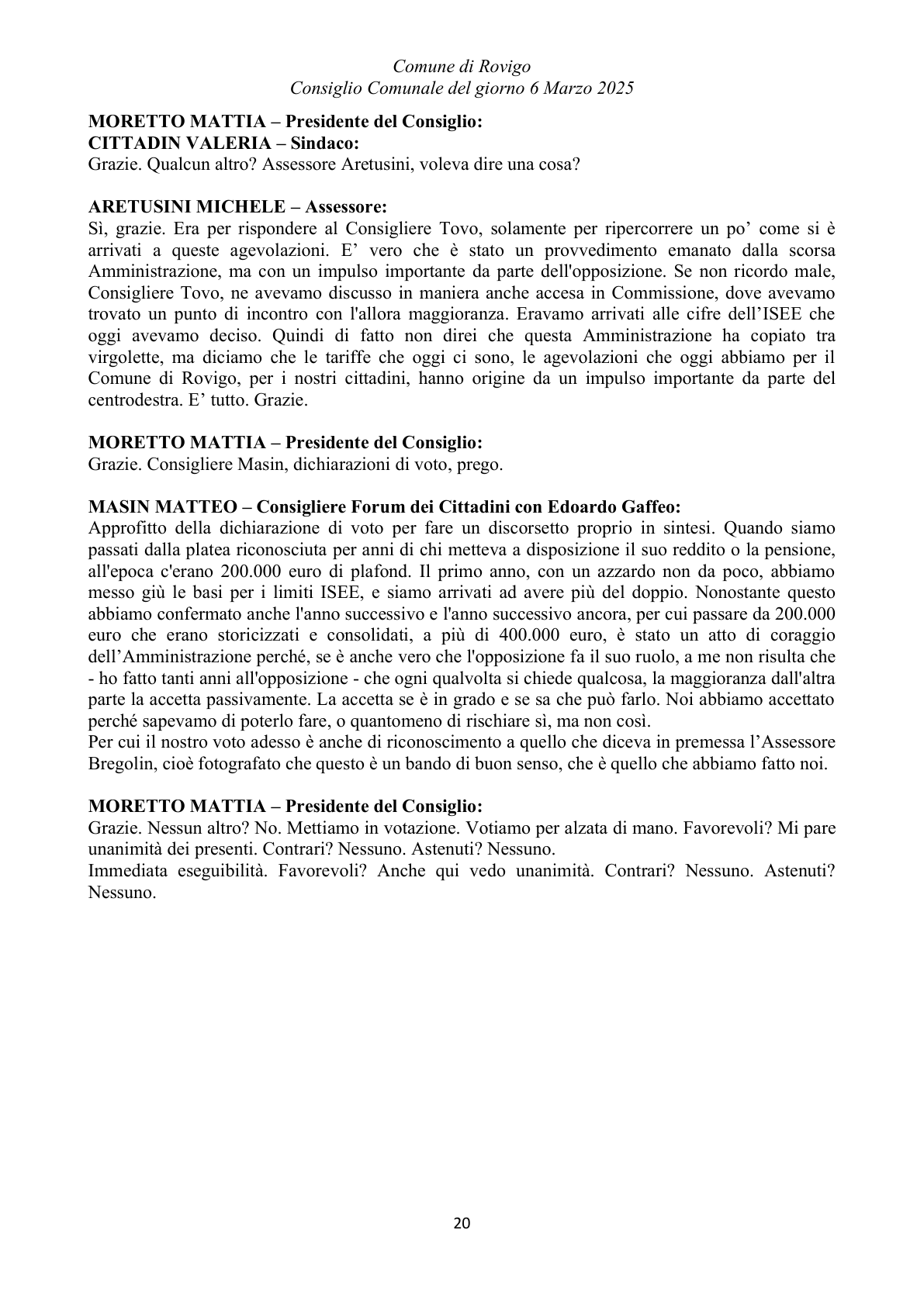 Pagina 20 del verbale