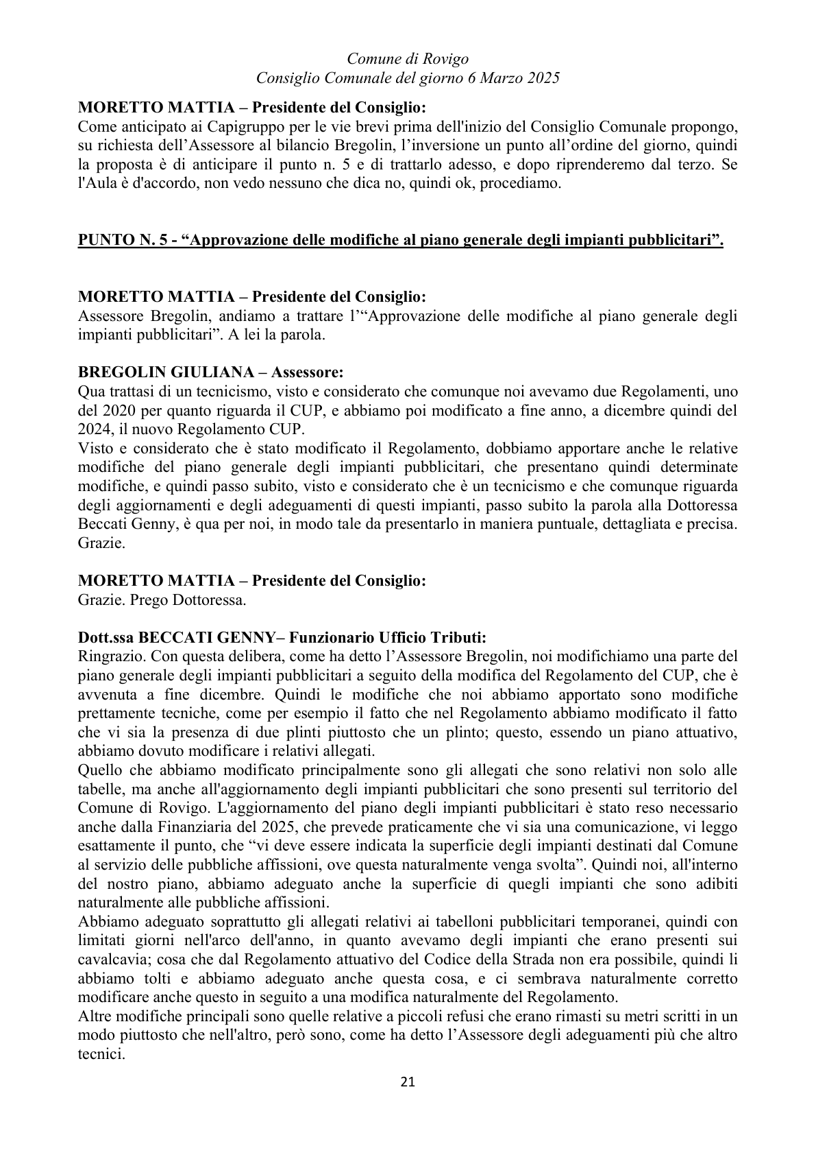 Pagina 21 del verbale