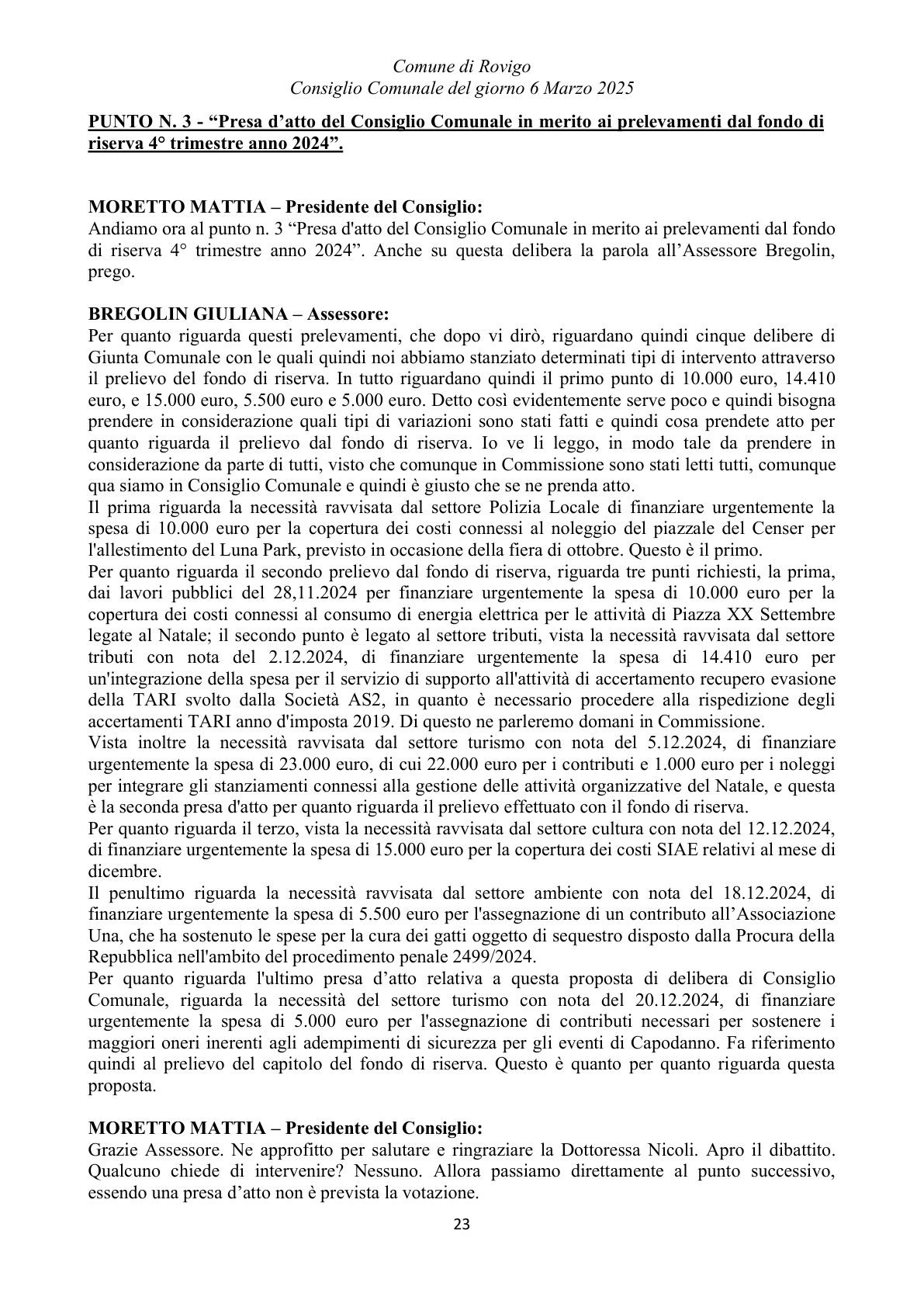Pagina 23 del verbale