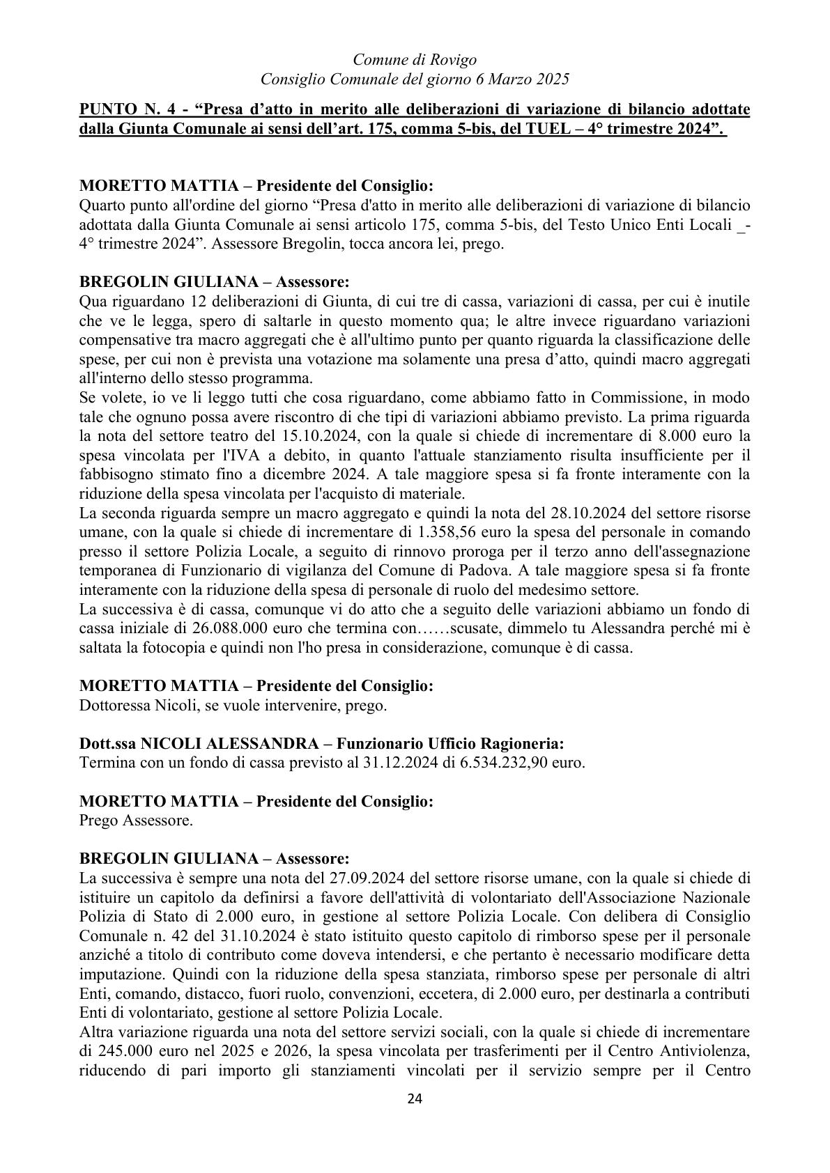 Pagina 24 del verbale