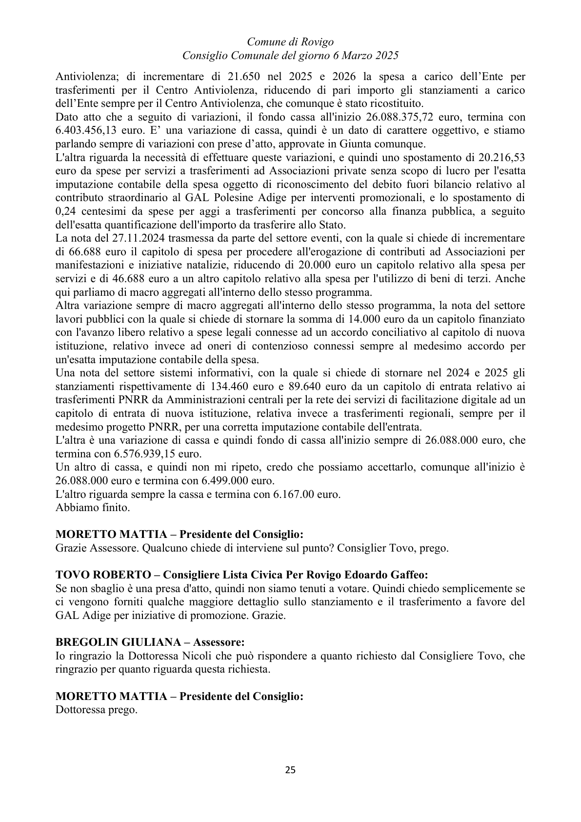 Pagina 25 del verbale