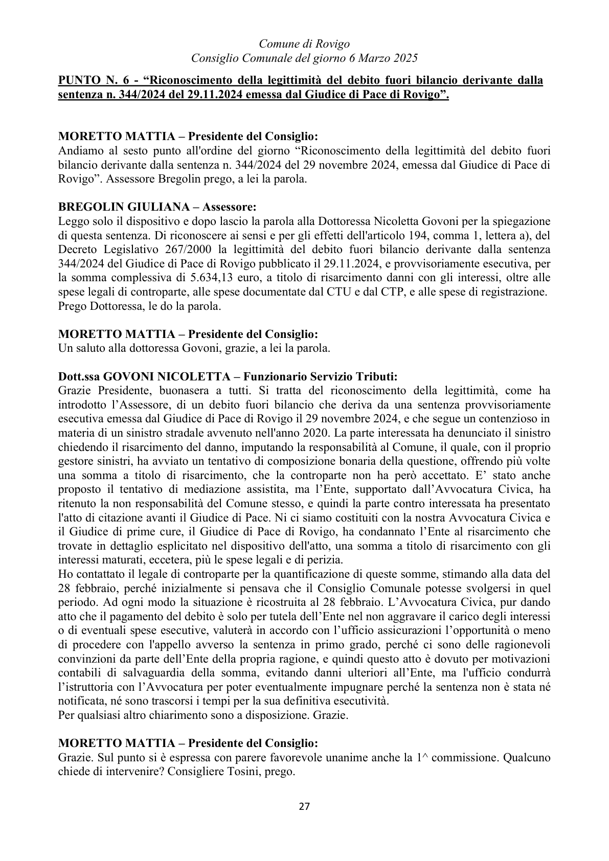 Pagina 27 del verbale