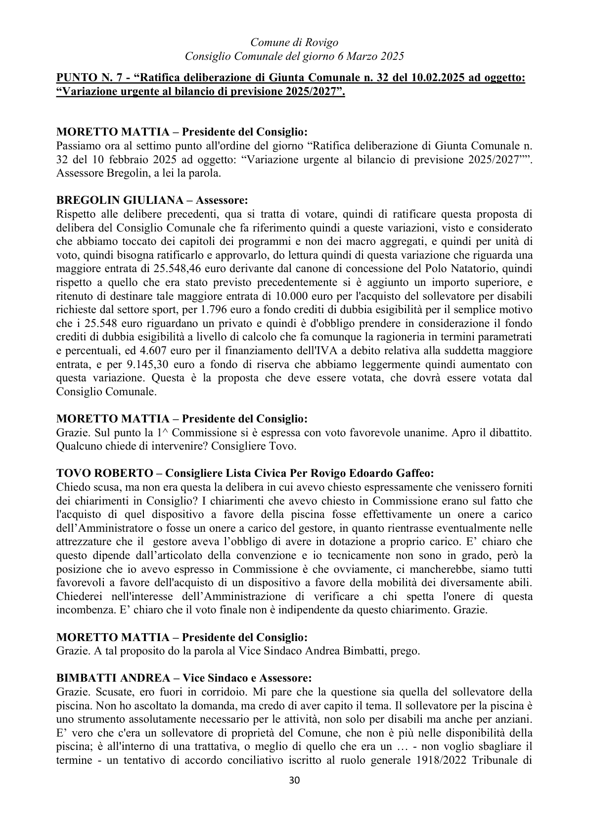 Pagina 30 del verbale