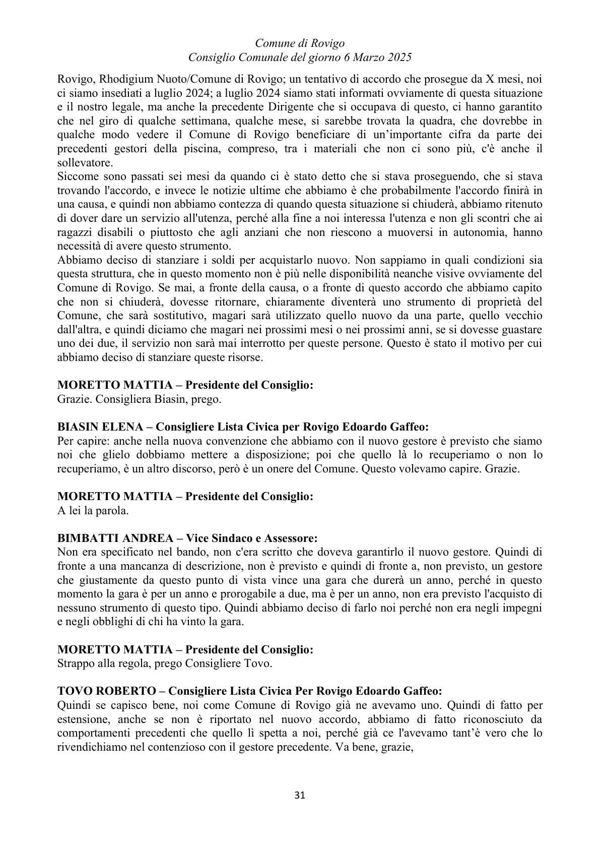 Pagina 31 del verbale
