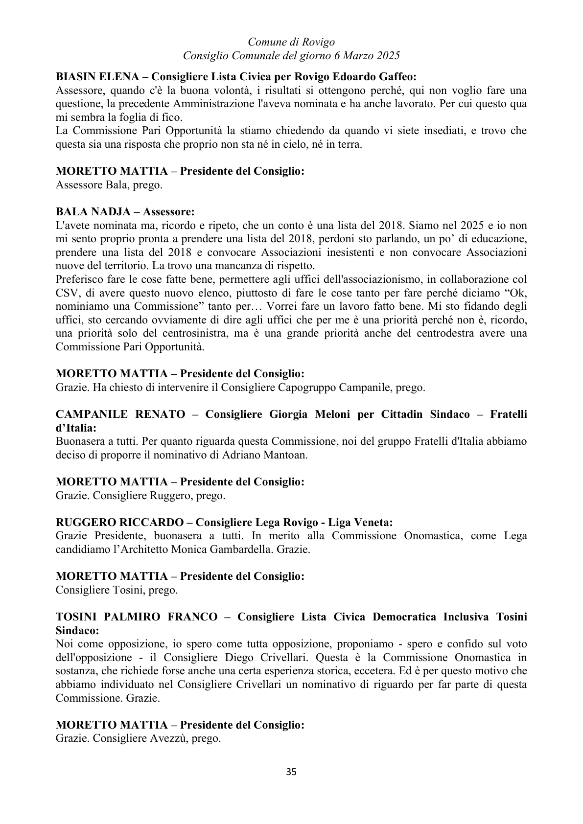 Pagina 35 del verbale