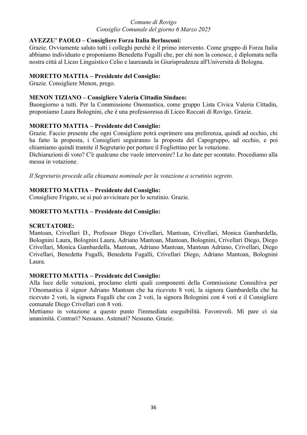 Pagina 36 del verbale