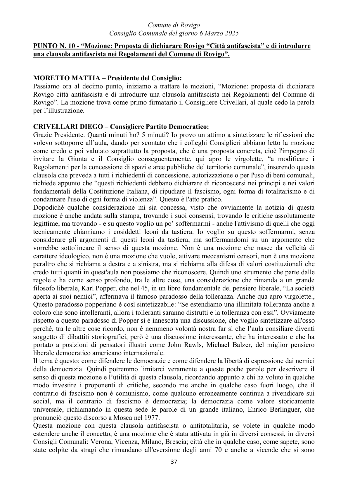 Pagina 37 del verbale