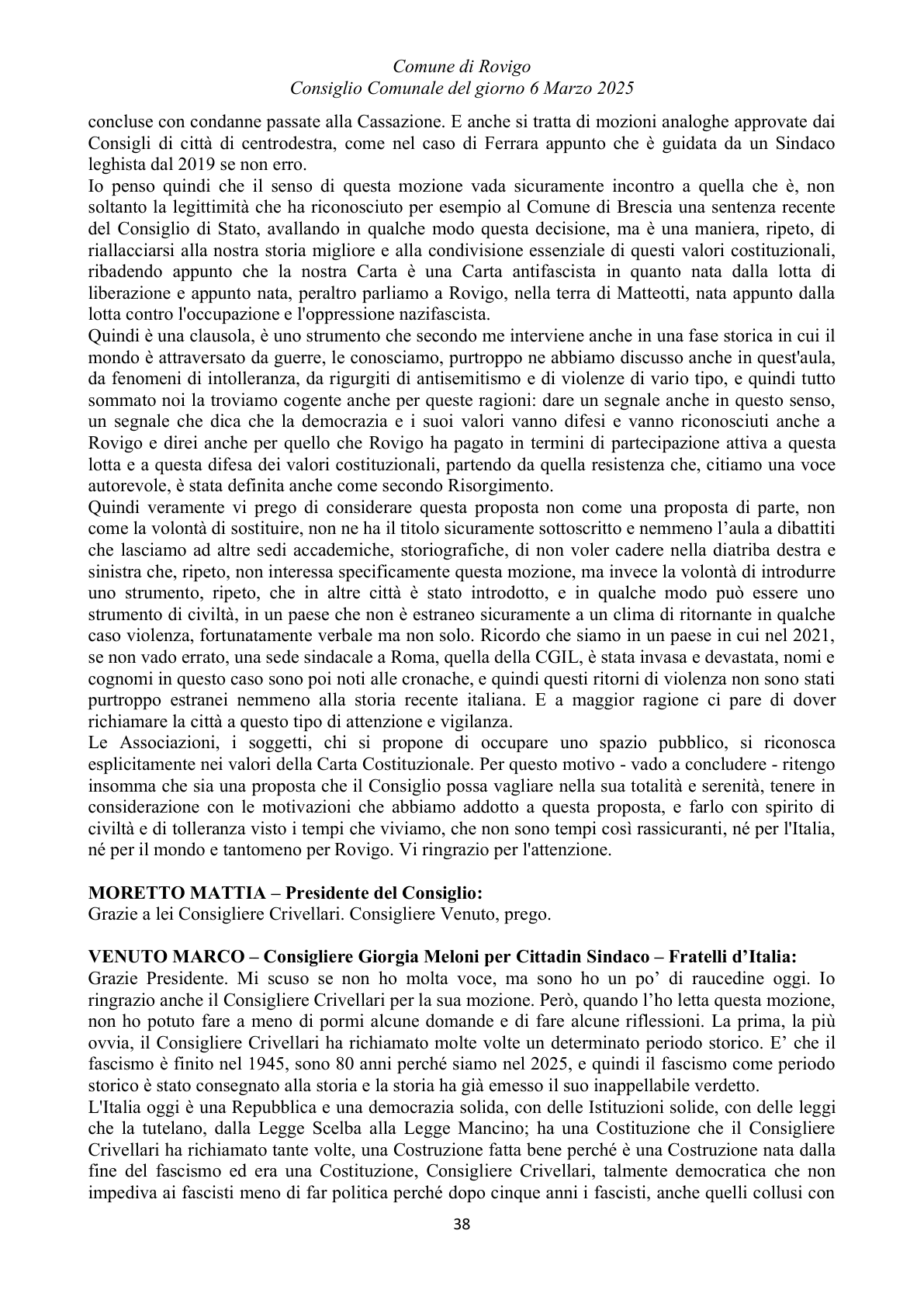 Pagina 38 del verbale