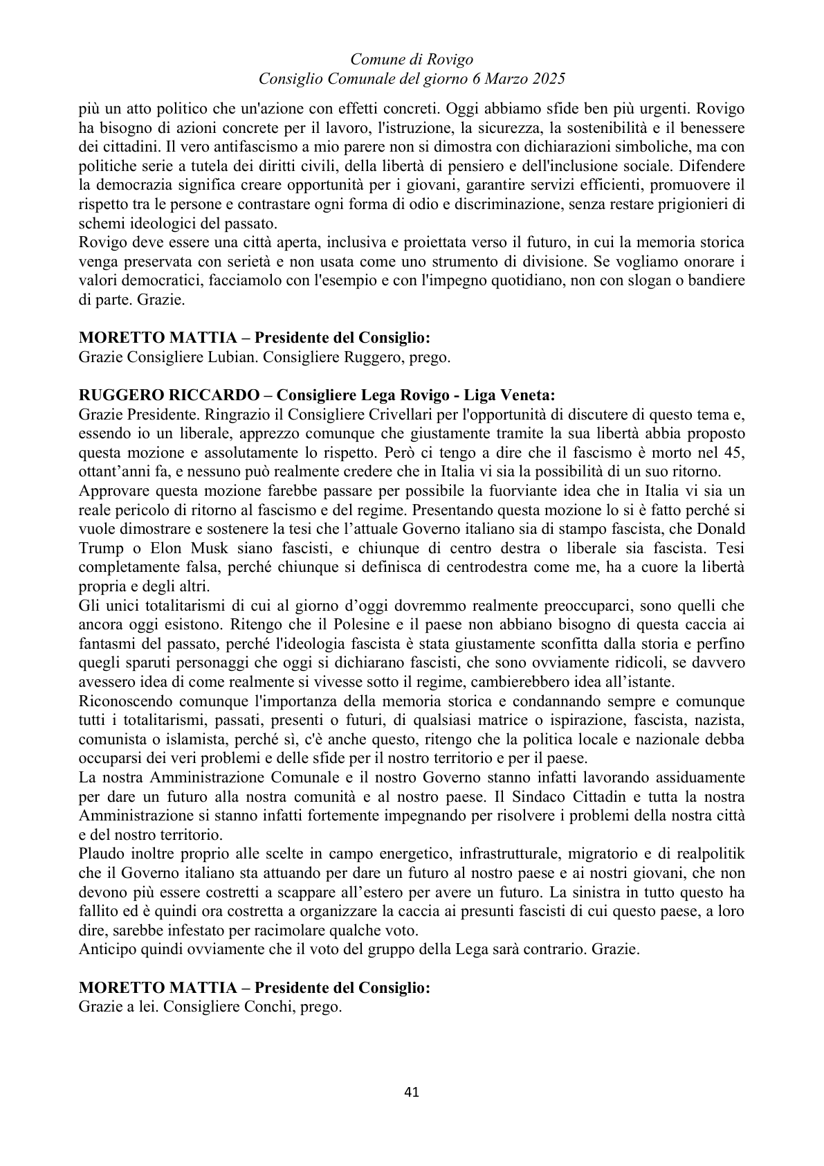 Pagina 41 del verbale