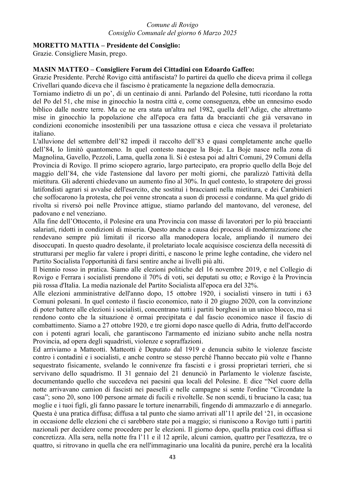Pagina 43 del verbale