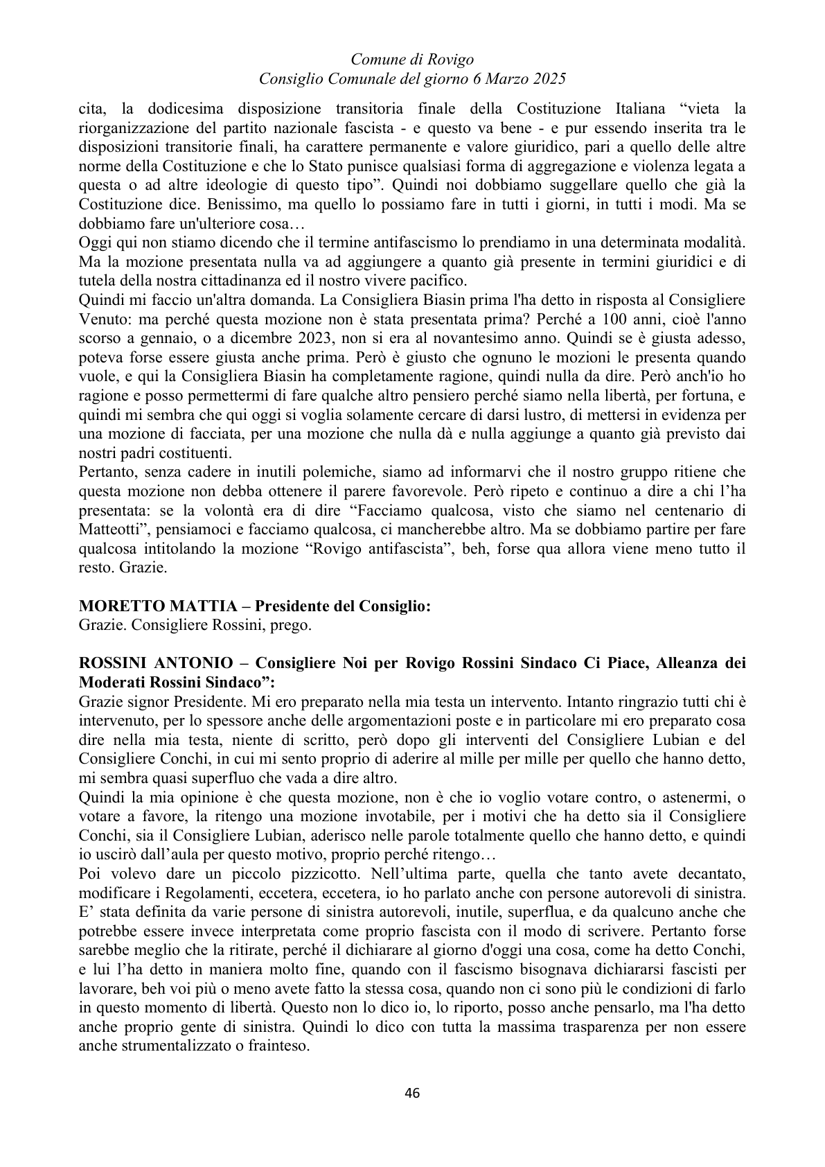 Pagina 46 del verbale