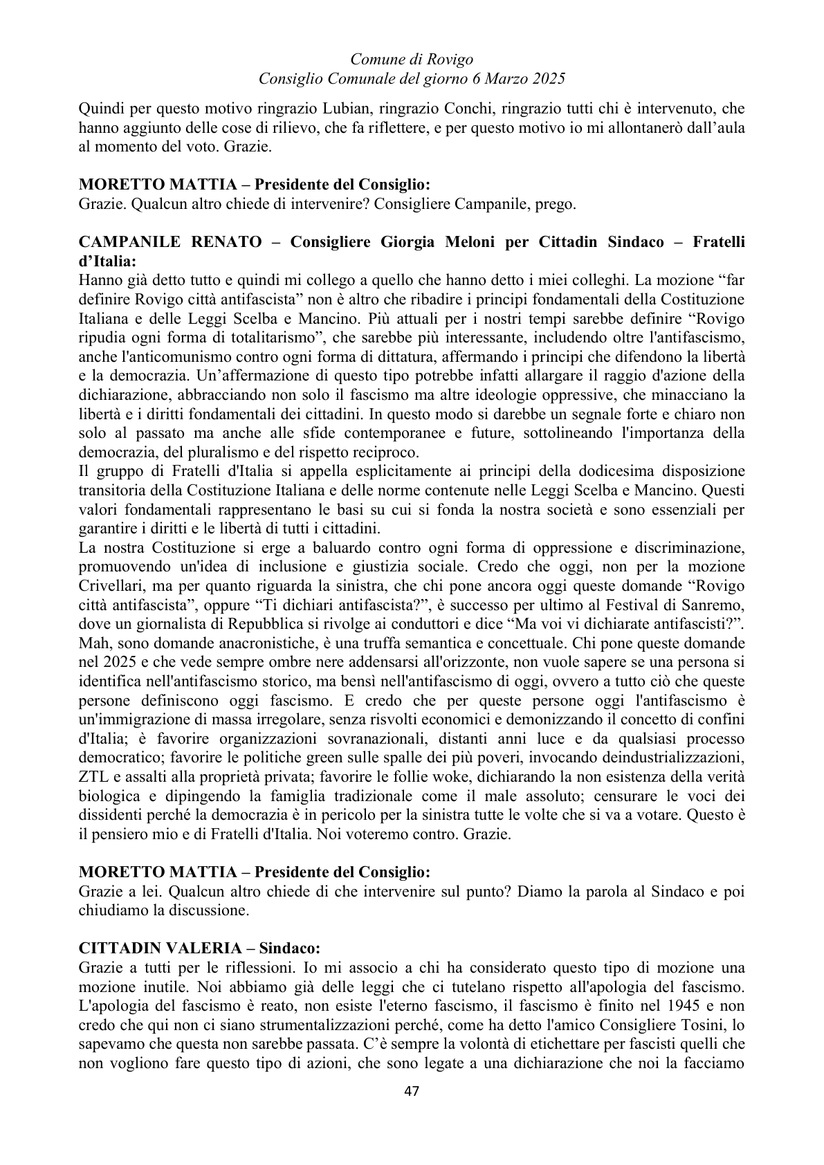 Pagina 47 del verbale