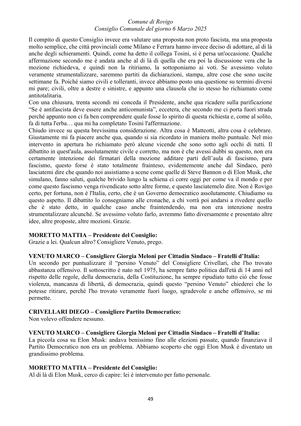 Pagina 49 del verbale
