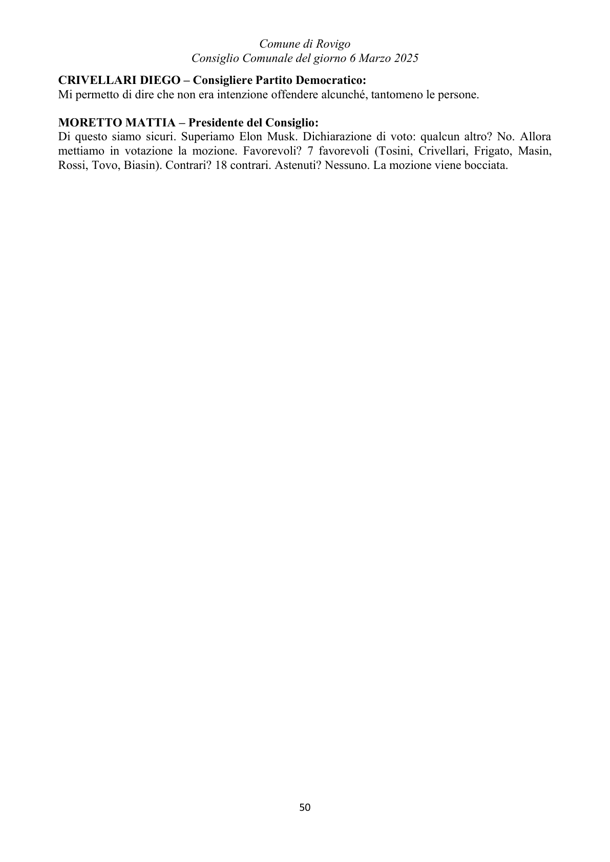Pagina 50 del verbale