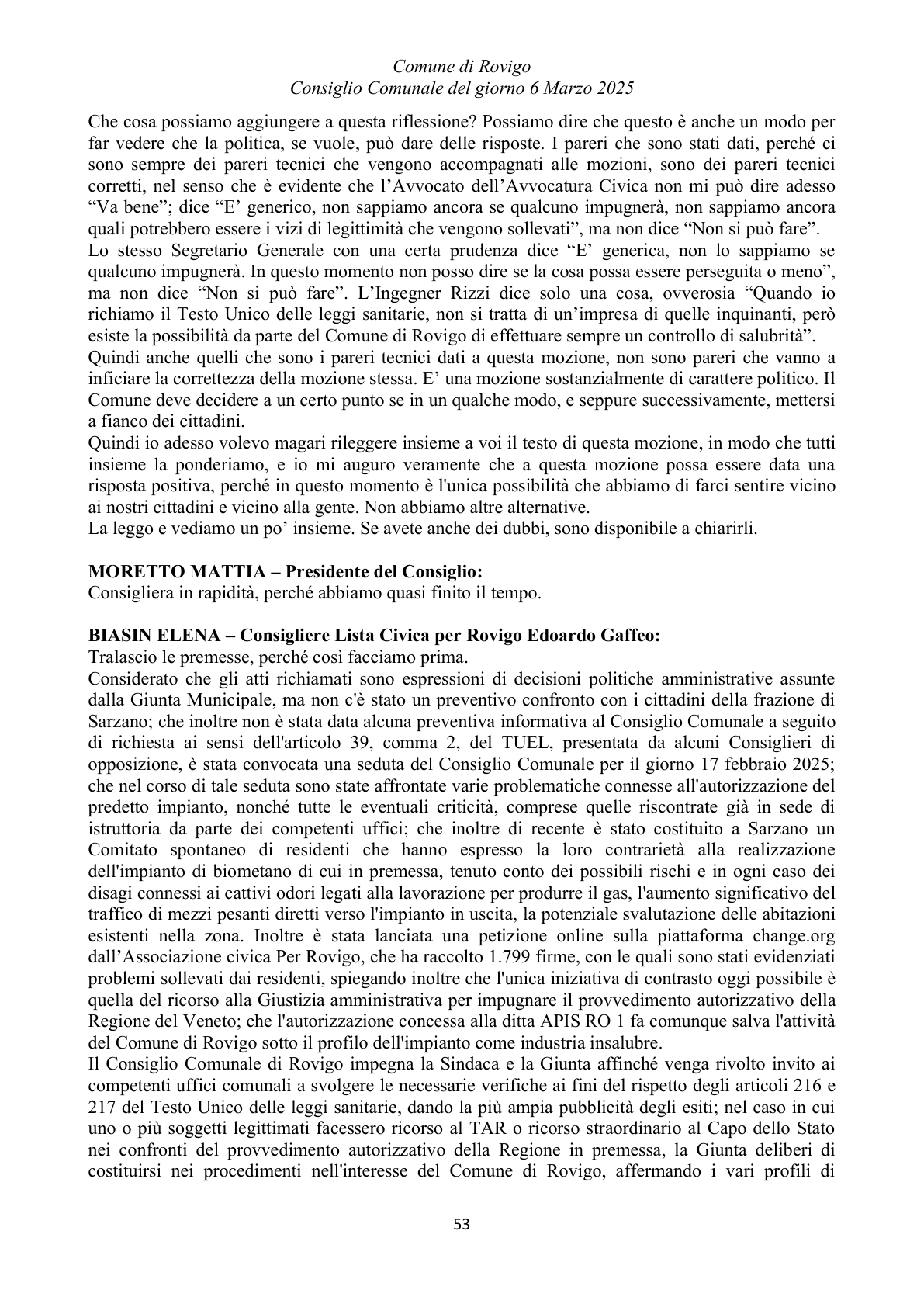 Pagina 53 del verbale