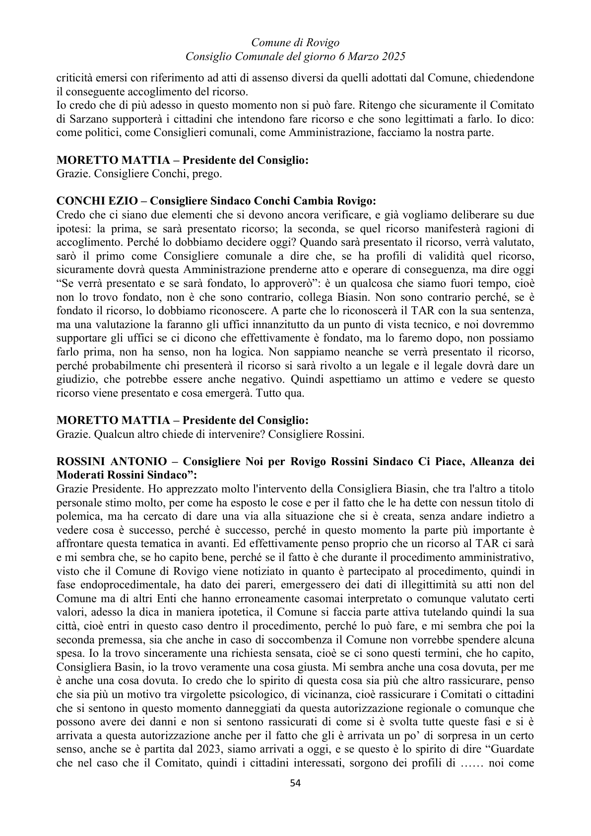 Pagina 54 del verbale