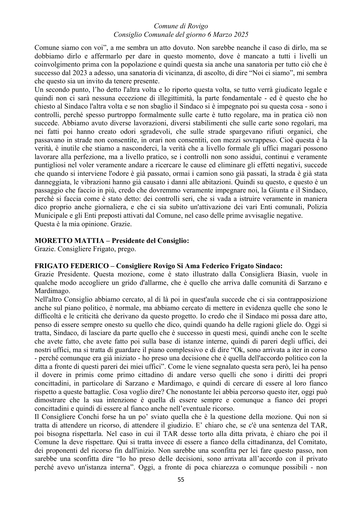 Pagina 55 del verbale
