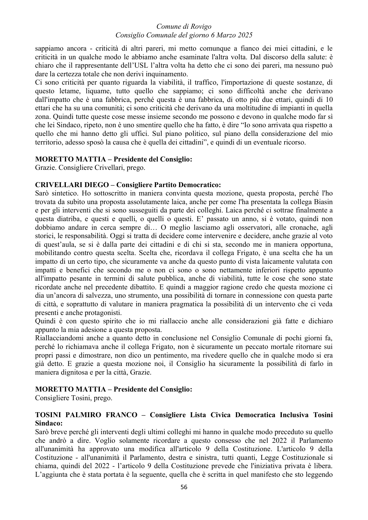 Pagina 56 del verbale