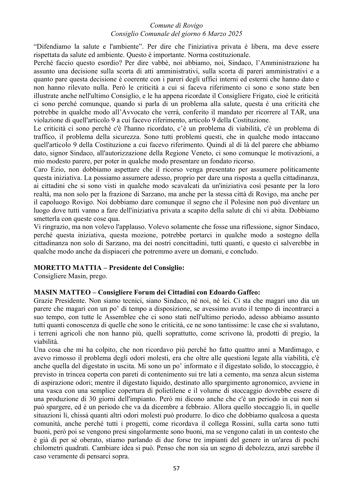 Pagina 57 del verbale