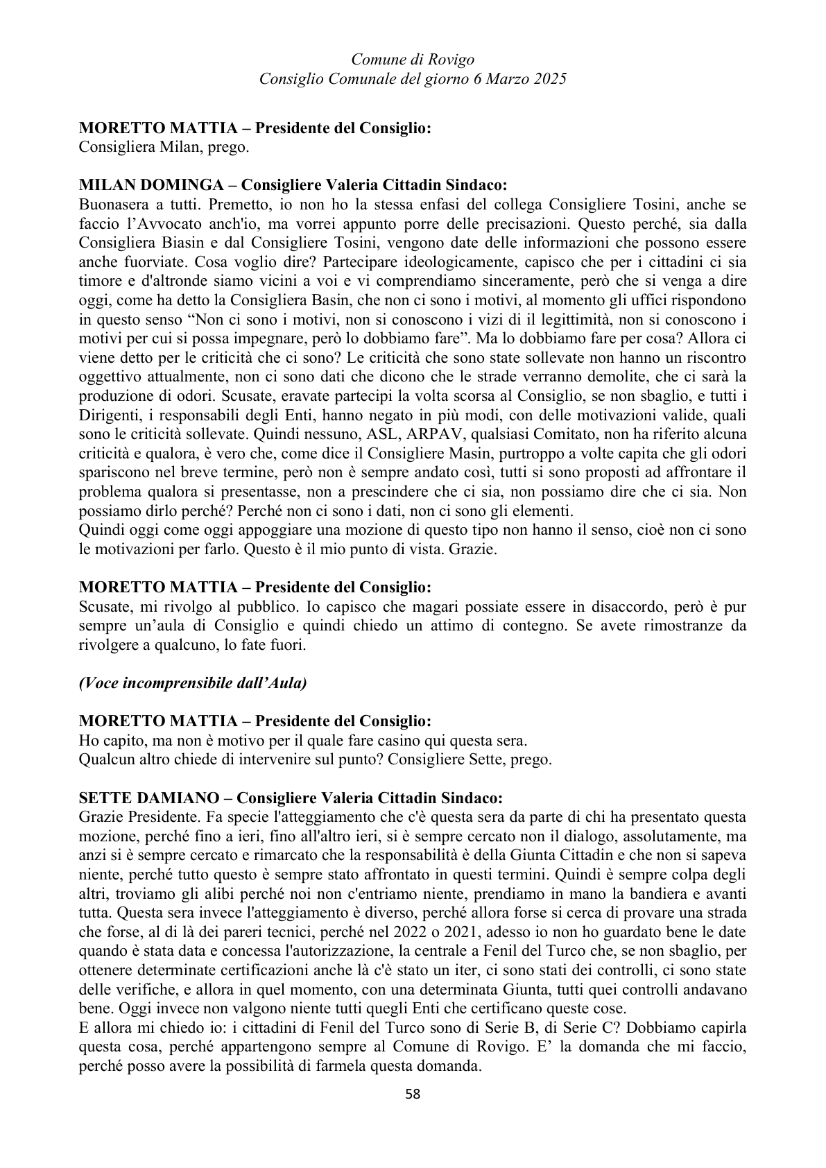 Pagina 58 del verbale