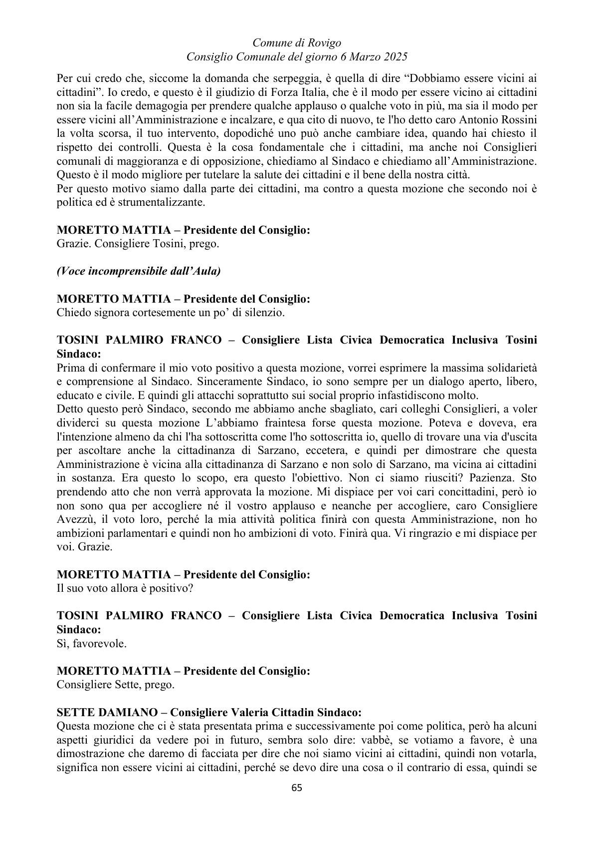 Pagina 65 del verbale