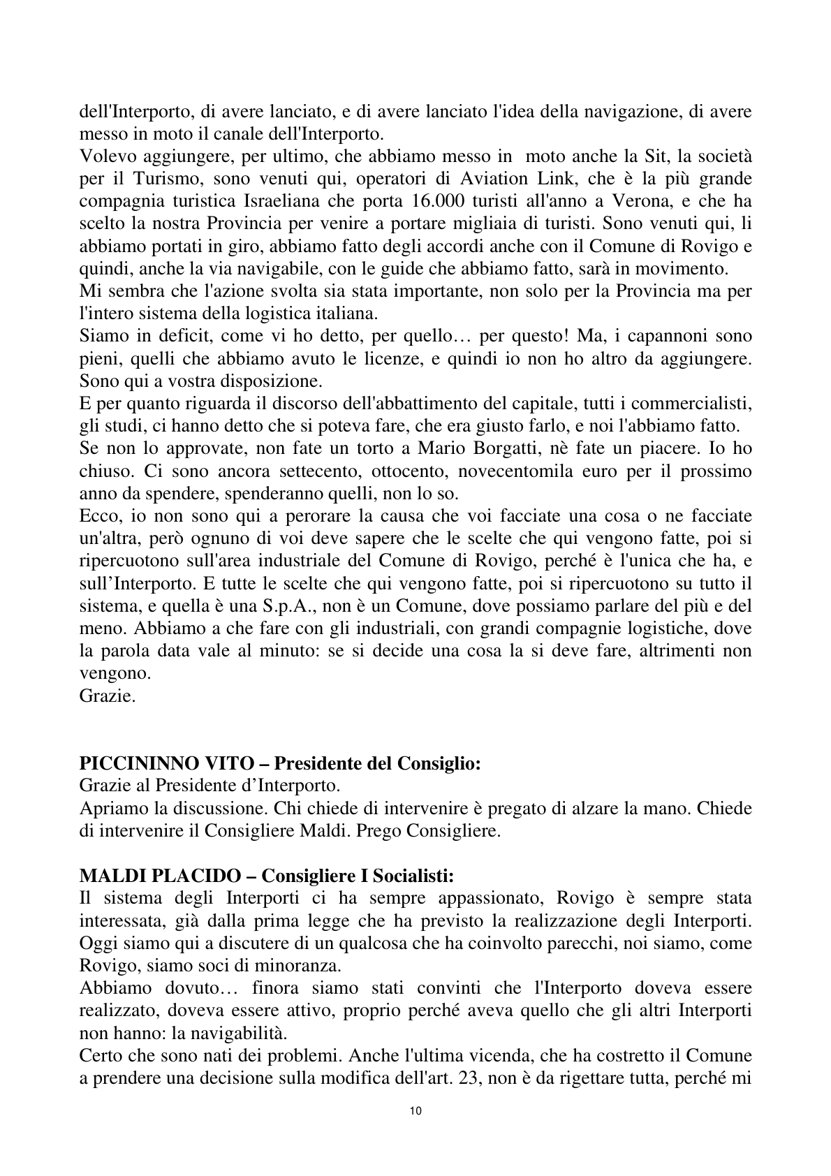 Pagina 10 del verbale