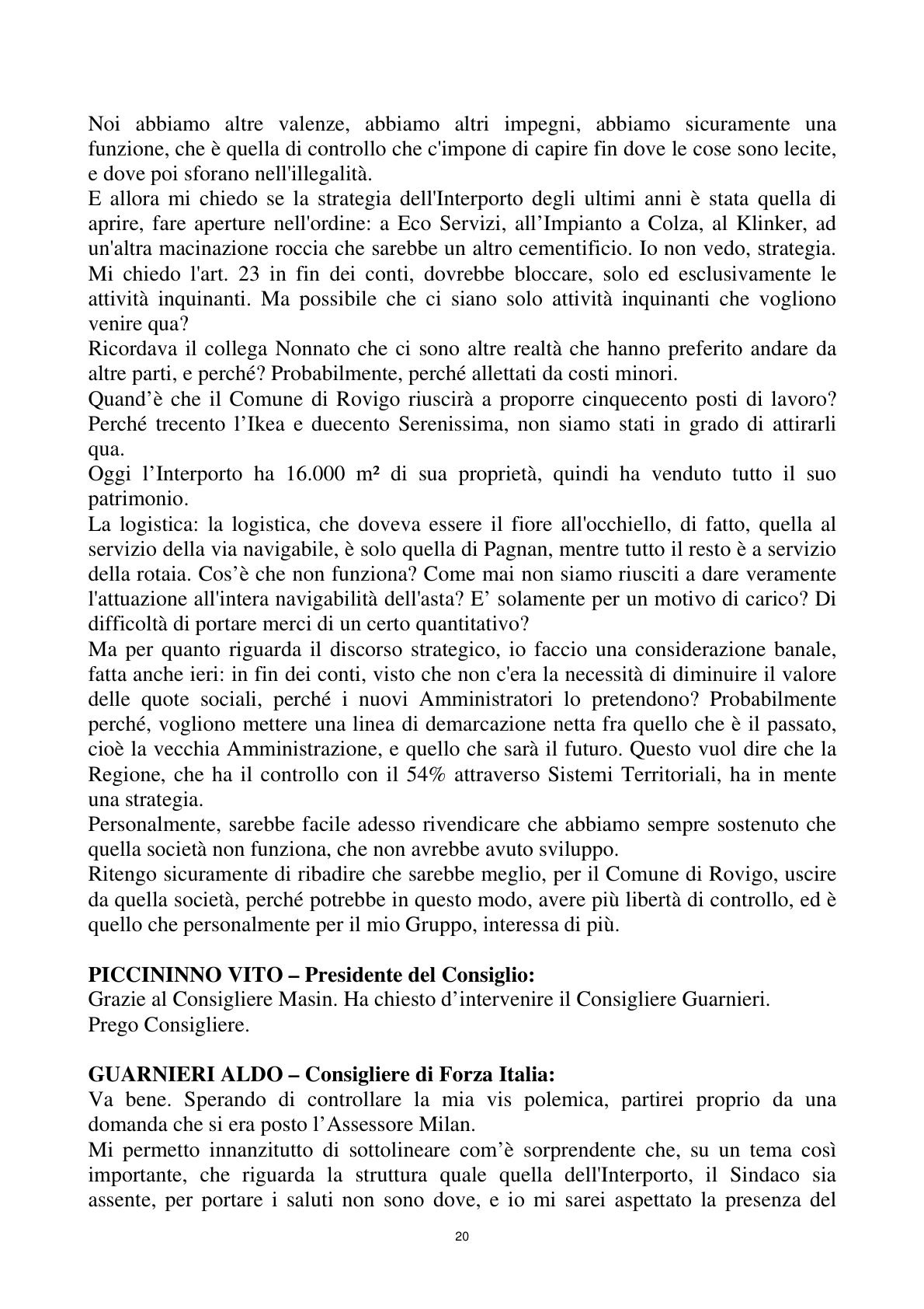 Pagina 20 del verbale