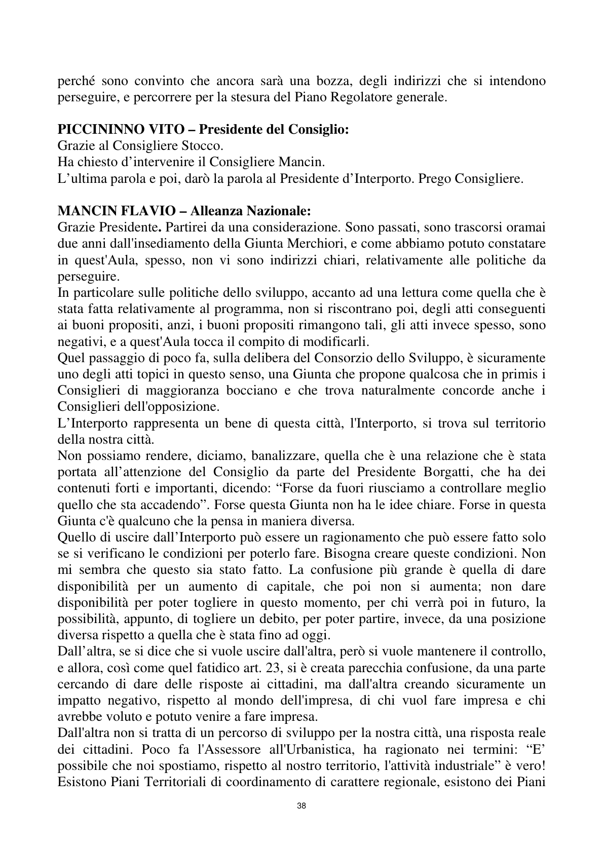 Pagina 38 del verbale