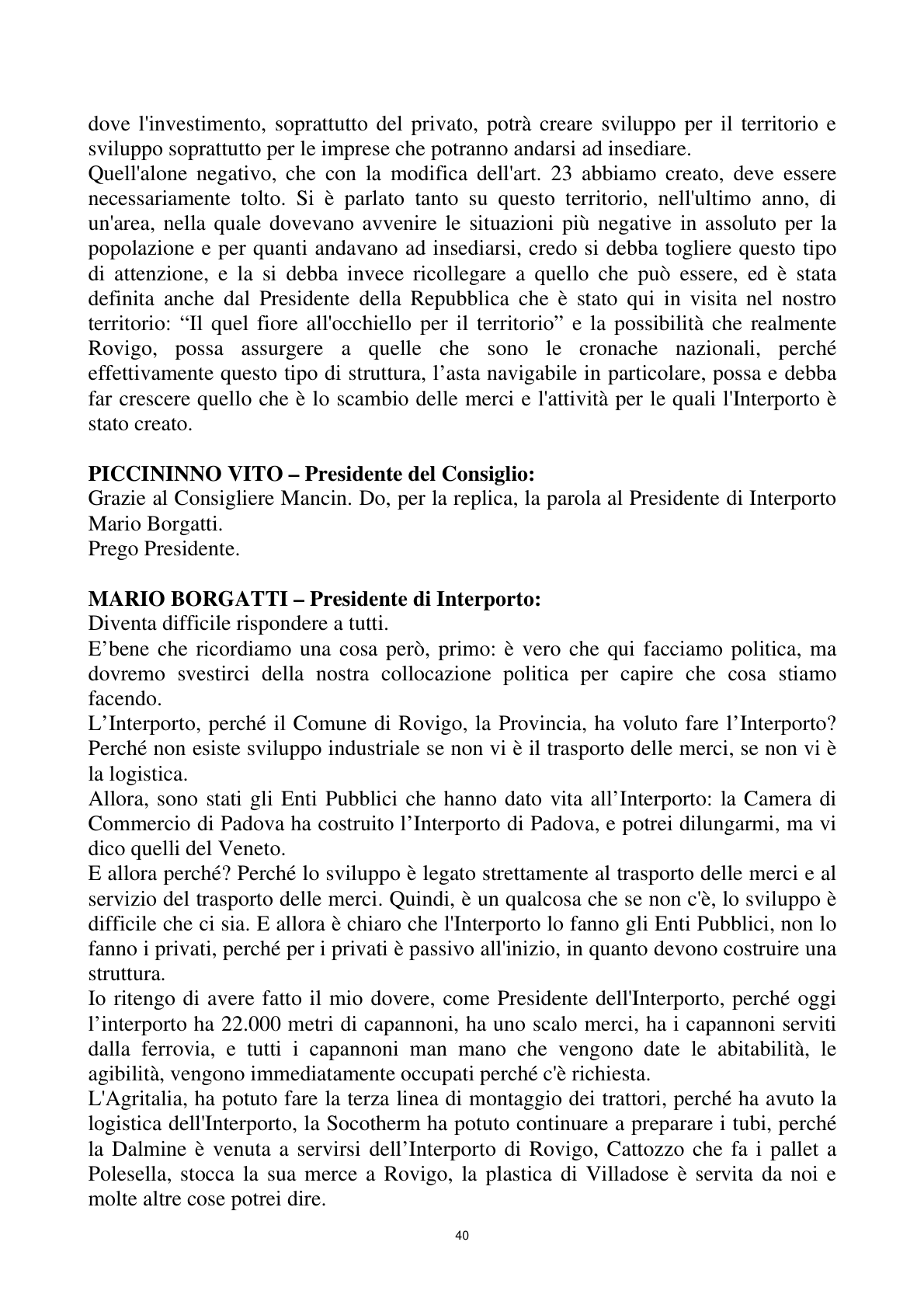 Pagina 40 del verbale