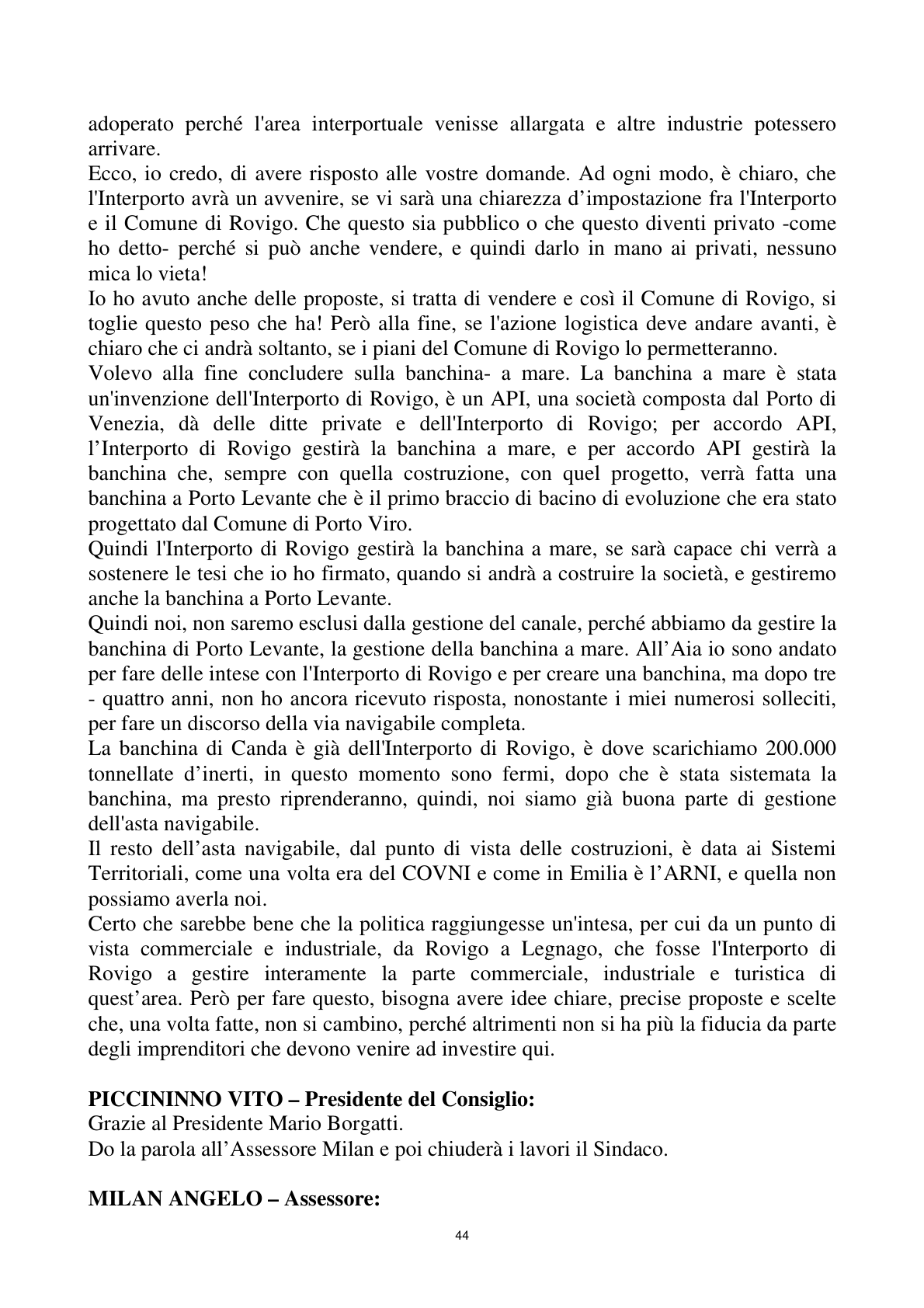 Pagina 44 del verbale