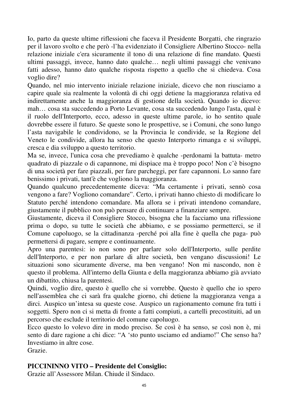 Pagina 45 del verbale