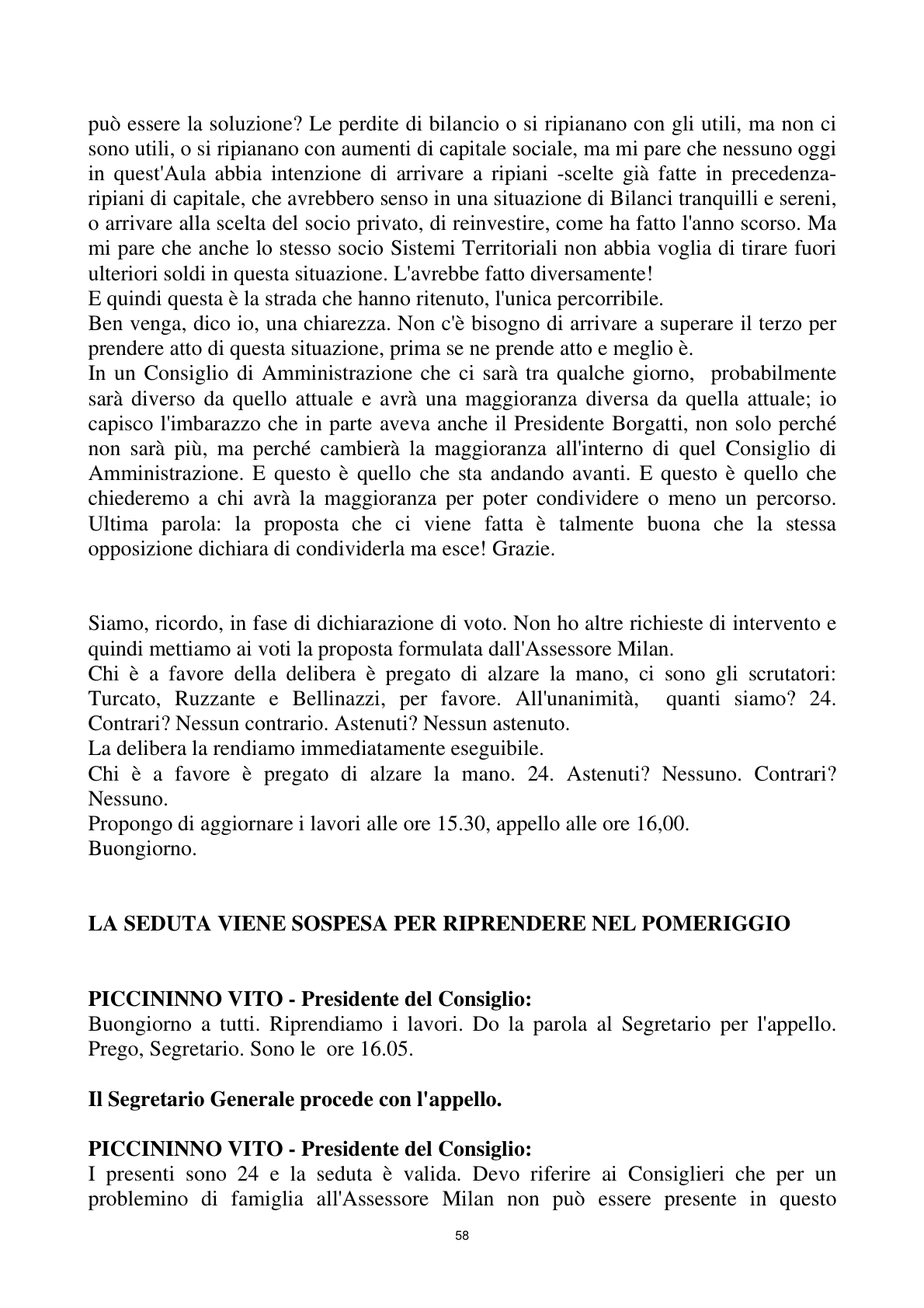 Pagina 58 del verbale