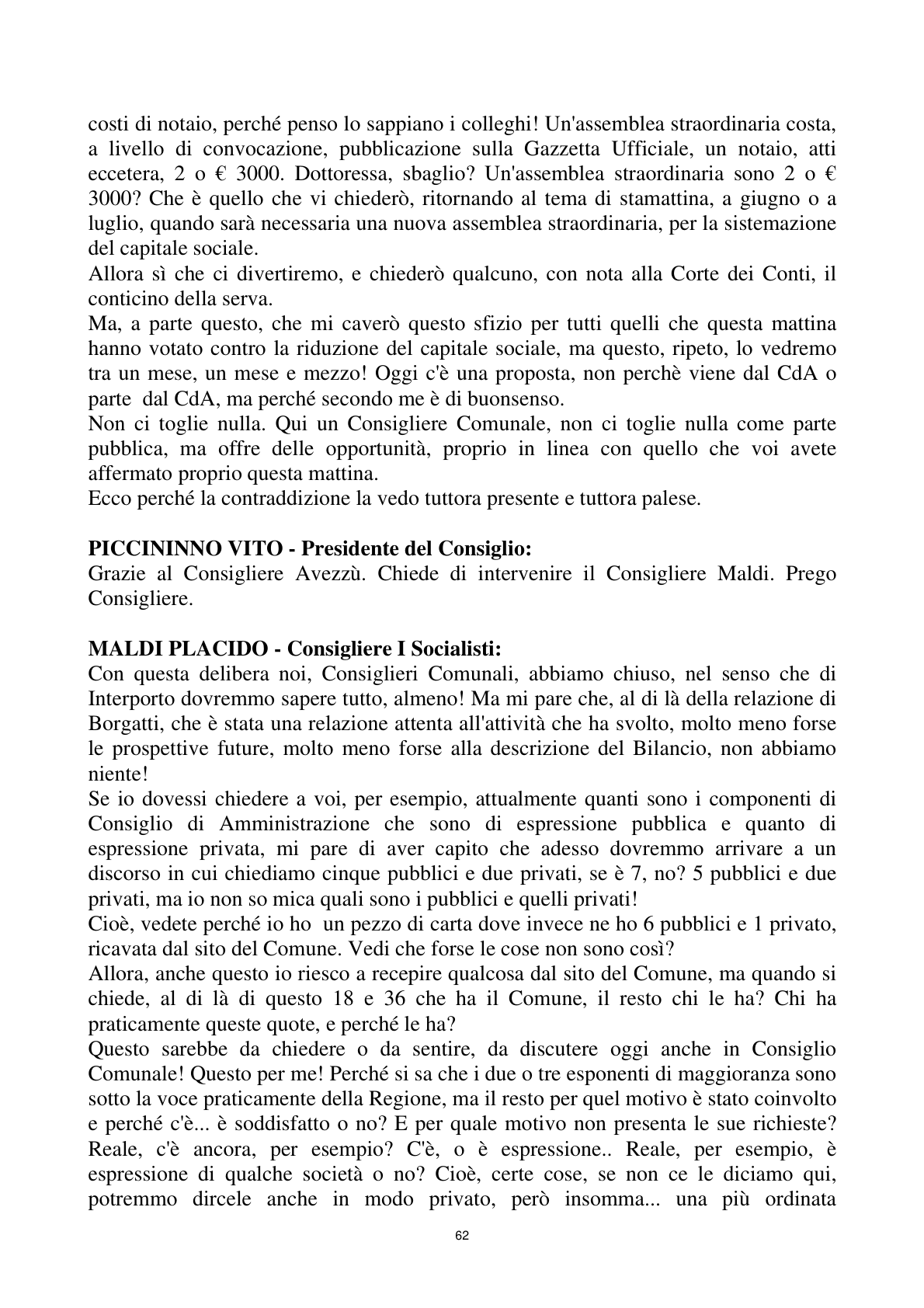 Pagina 62 del verbale